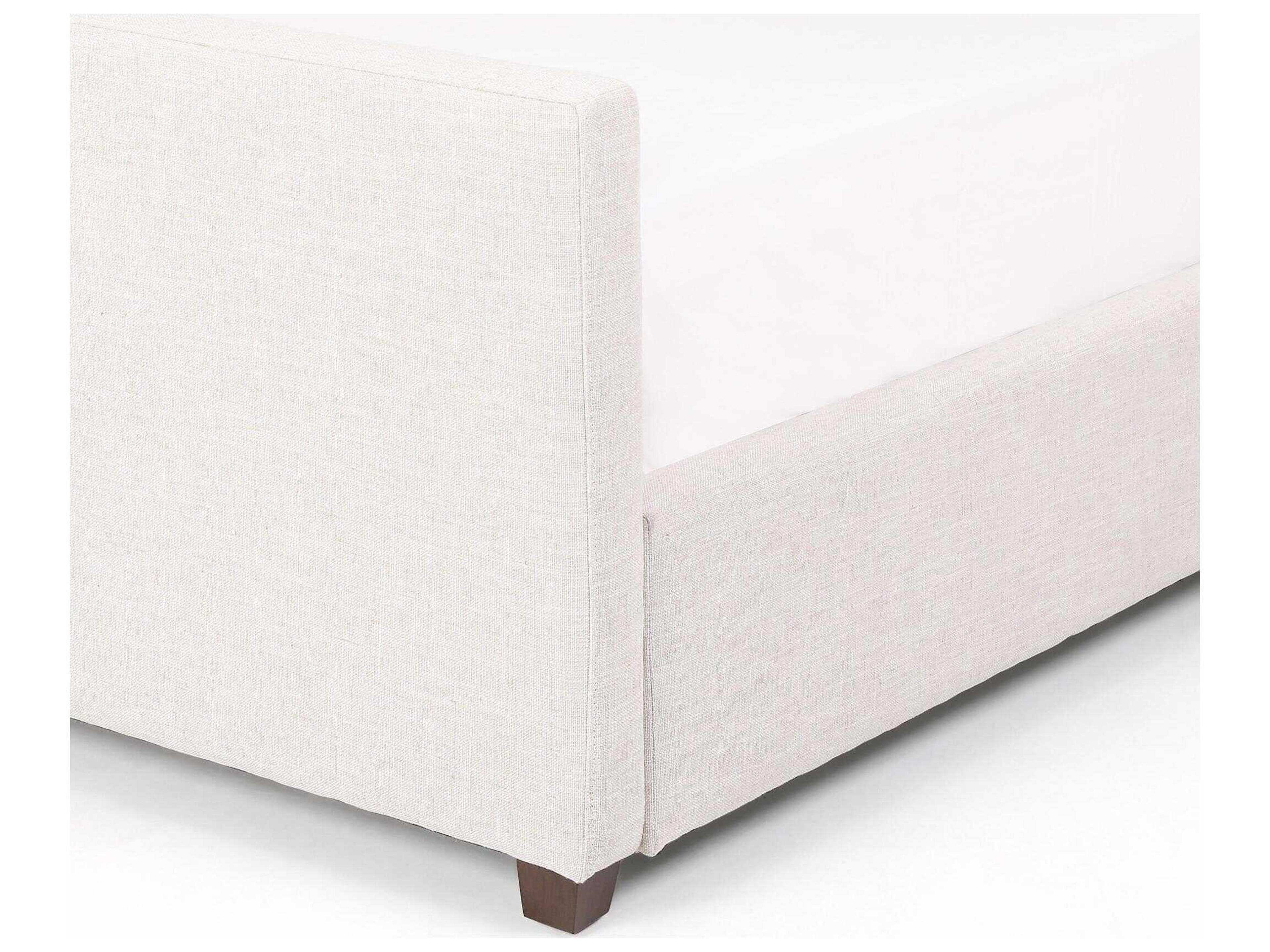 Four Hands Easton Daphne Cambric Ivory Almond White Parrawood Upholstered King Platform Bed