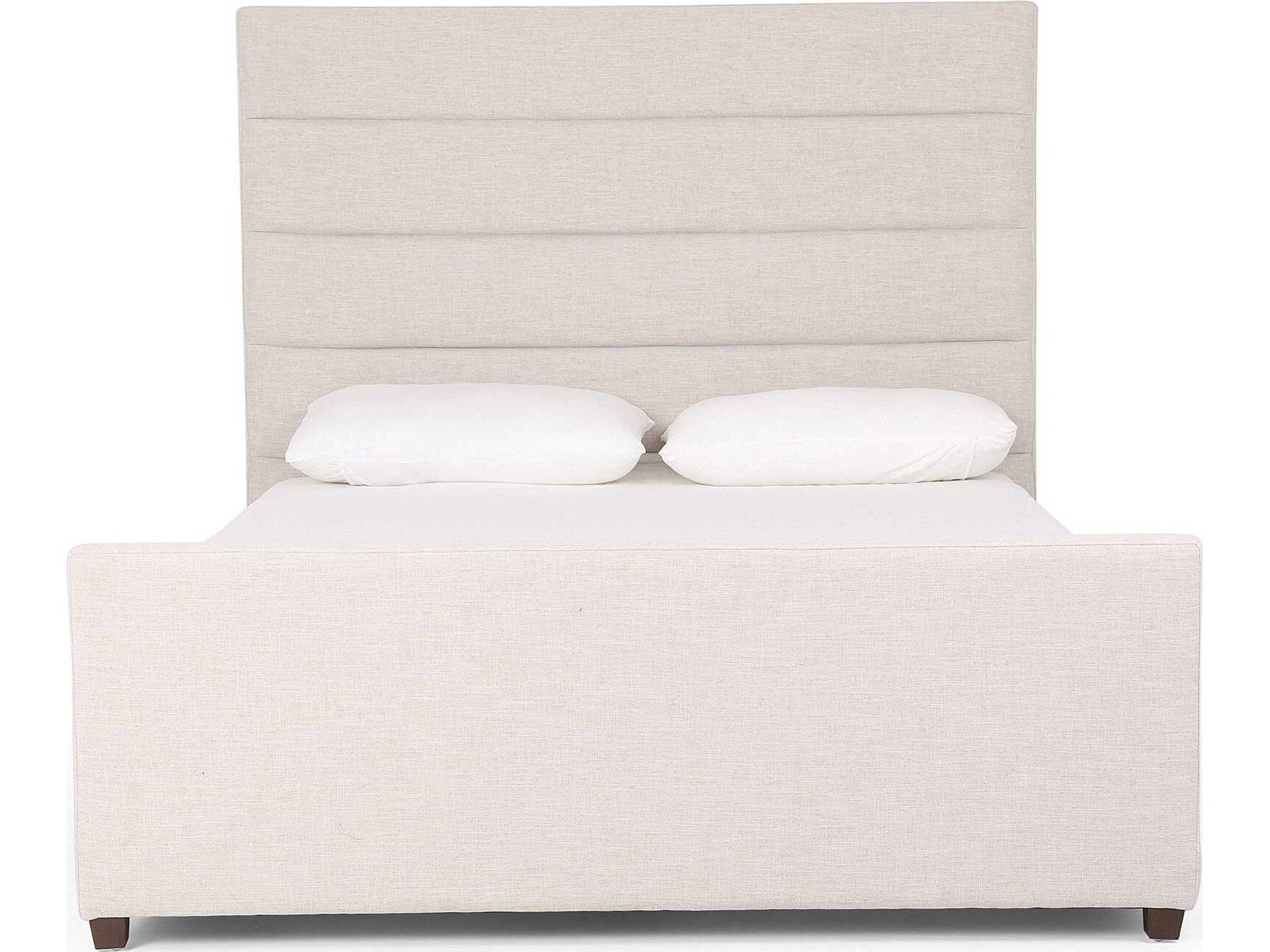 Four Hands Easton Daphne Cambric Ivory Almond White Parrawood Upholstered Queen Platform Bed