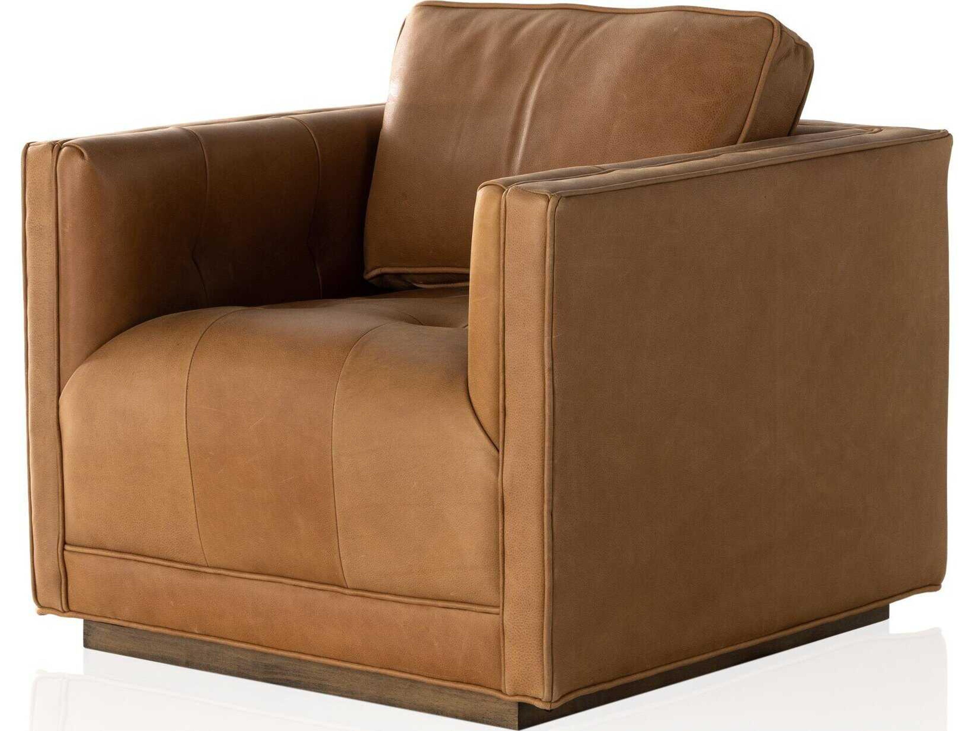 Easton Kiera Swivel Brown Leather Accent Chair