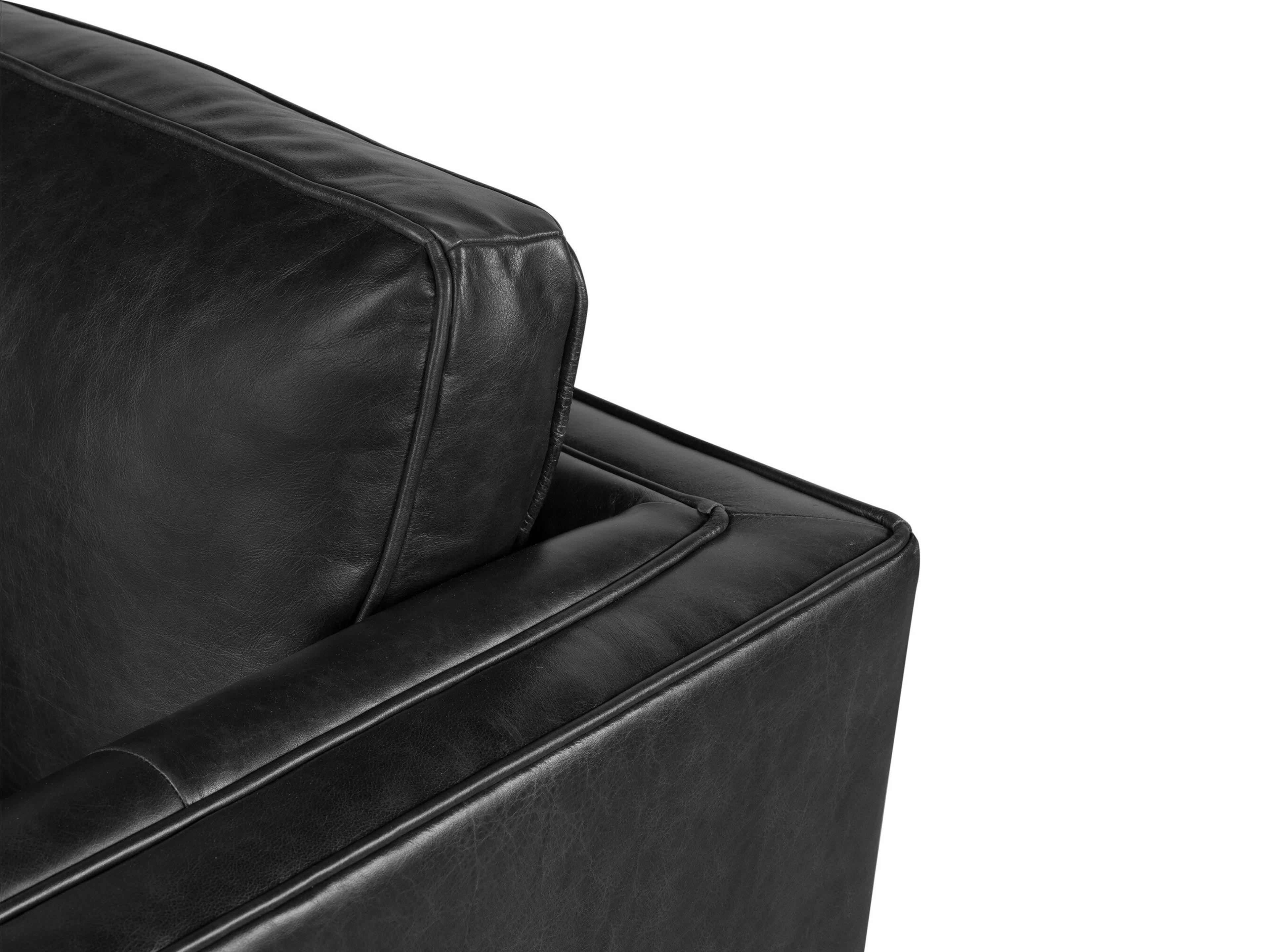 Four Hands Easton Kiera Swivel Black Leather Club Chair