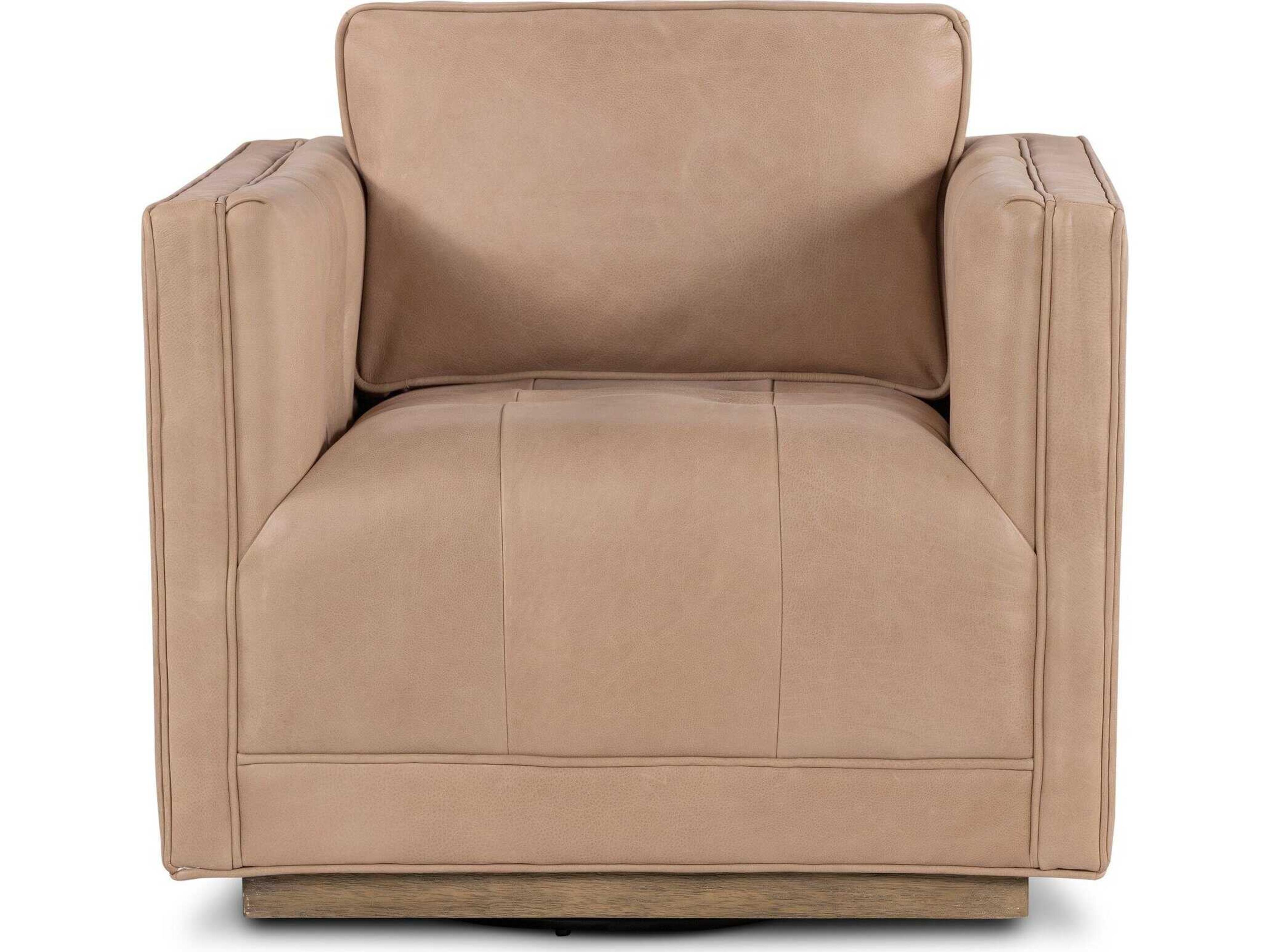 Four Hands Easton Kiera Swivel Tan Leather Club Chair