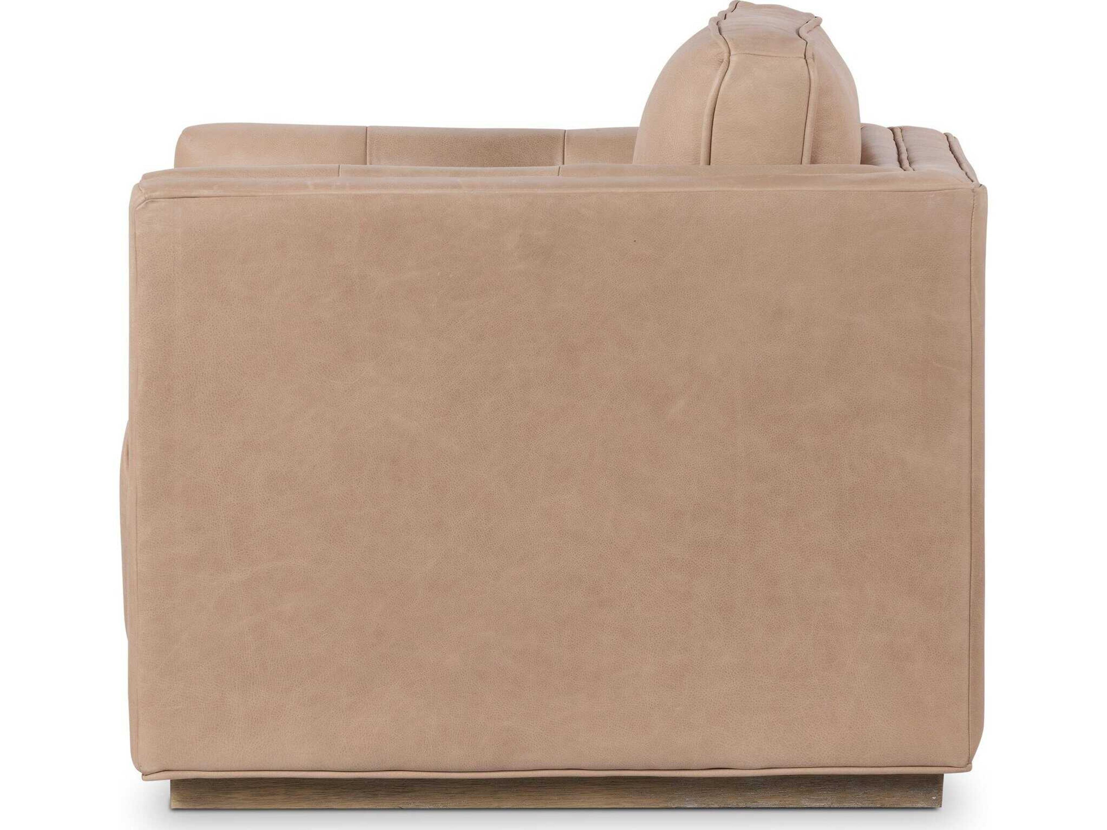 Four Hands Easton Kiera Swivel Tan Leather Club Chair