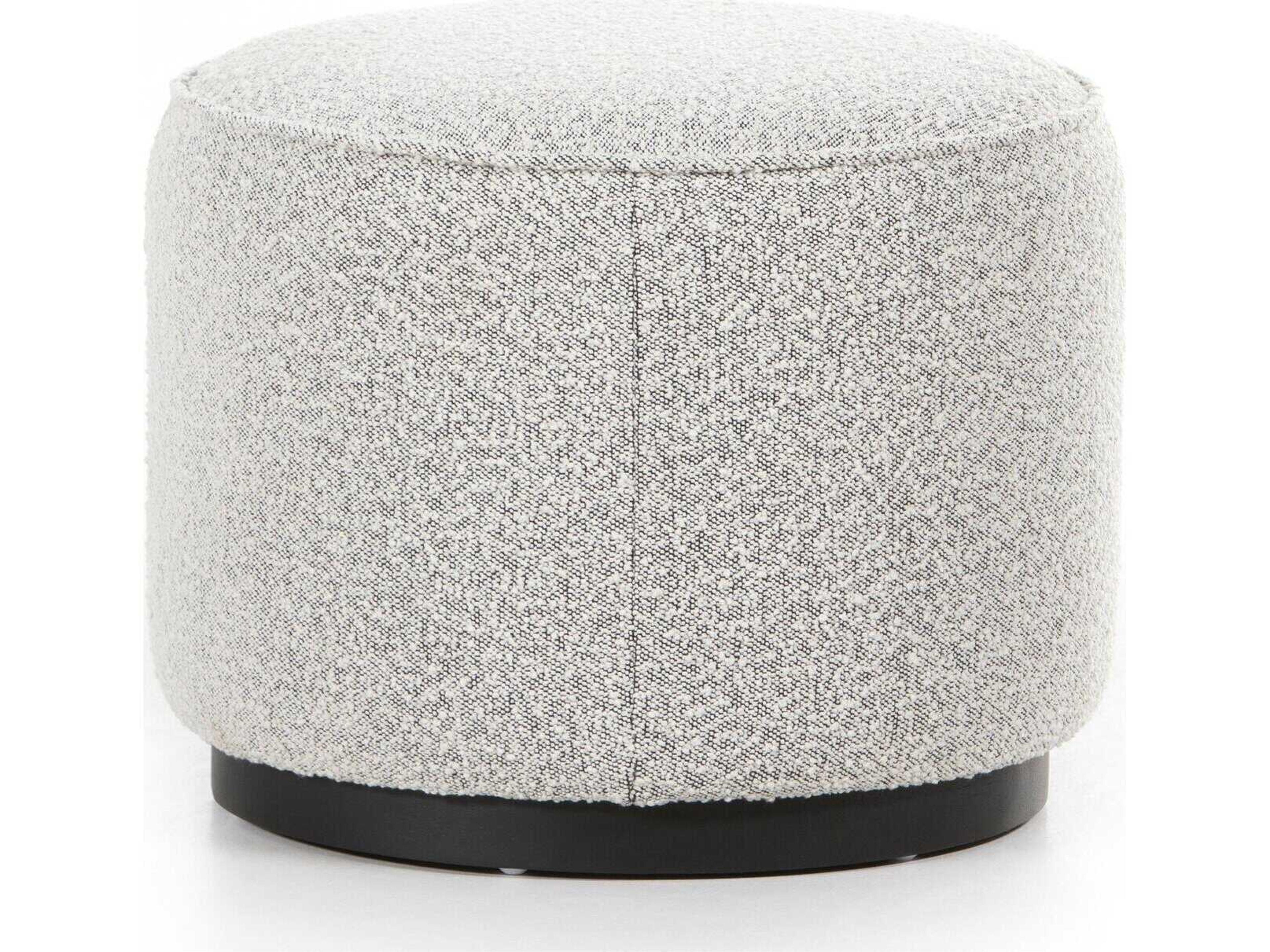 Sinclair Globetrotter Brushed Ebony Knoll Domino Gray Upholstered Ottoman