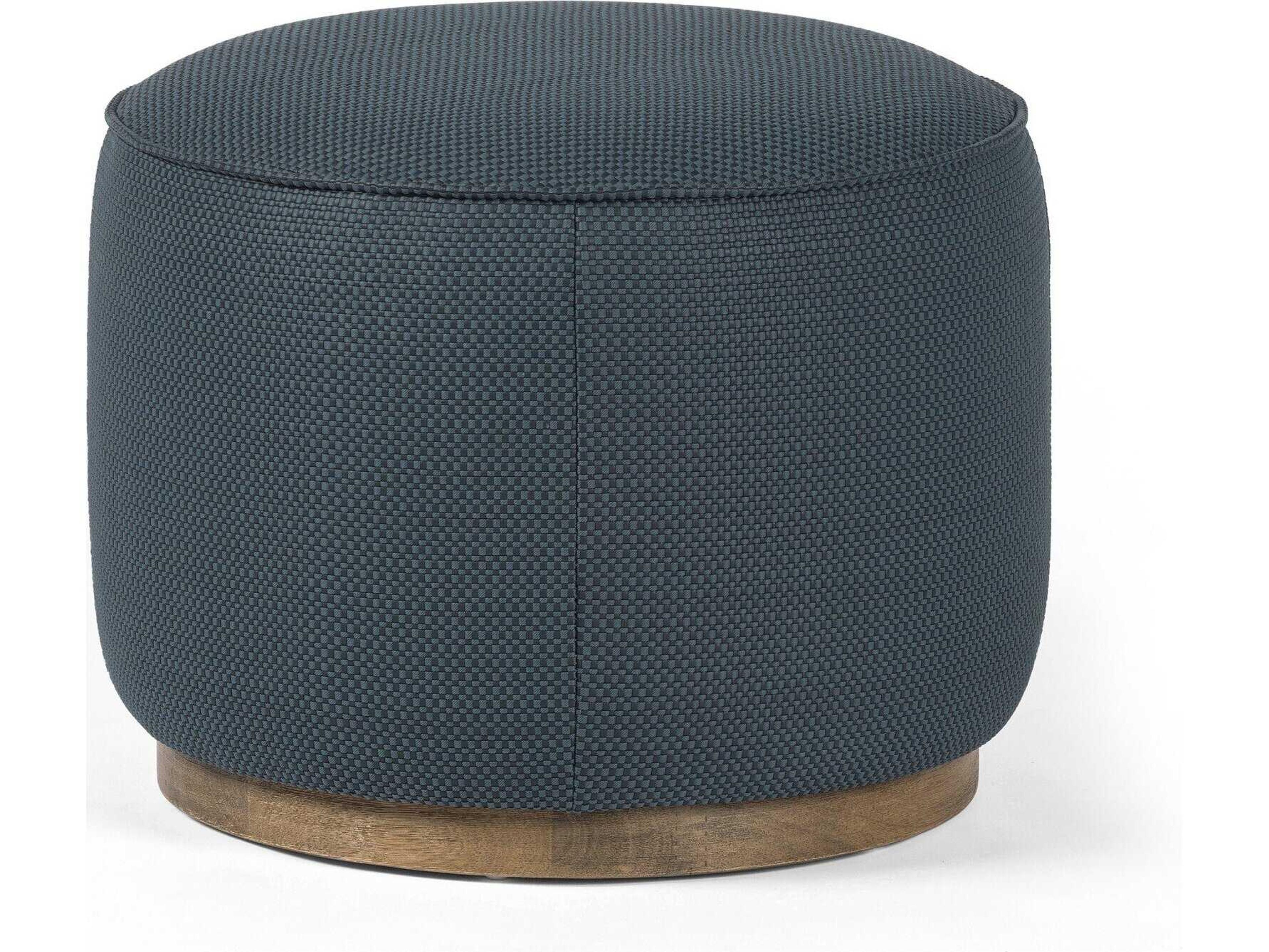 Westgate Sinclair Fresno Cobalt Upholstered Round Ottoman
