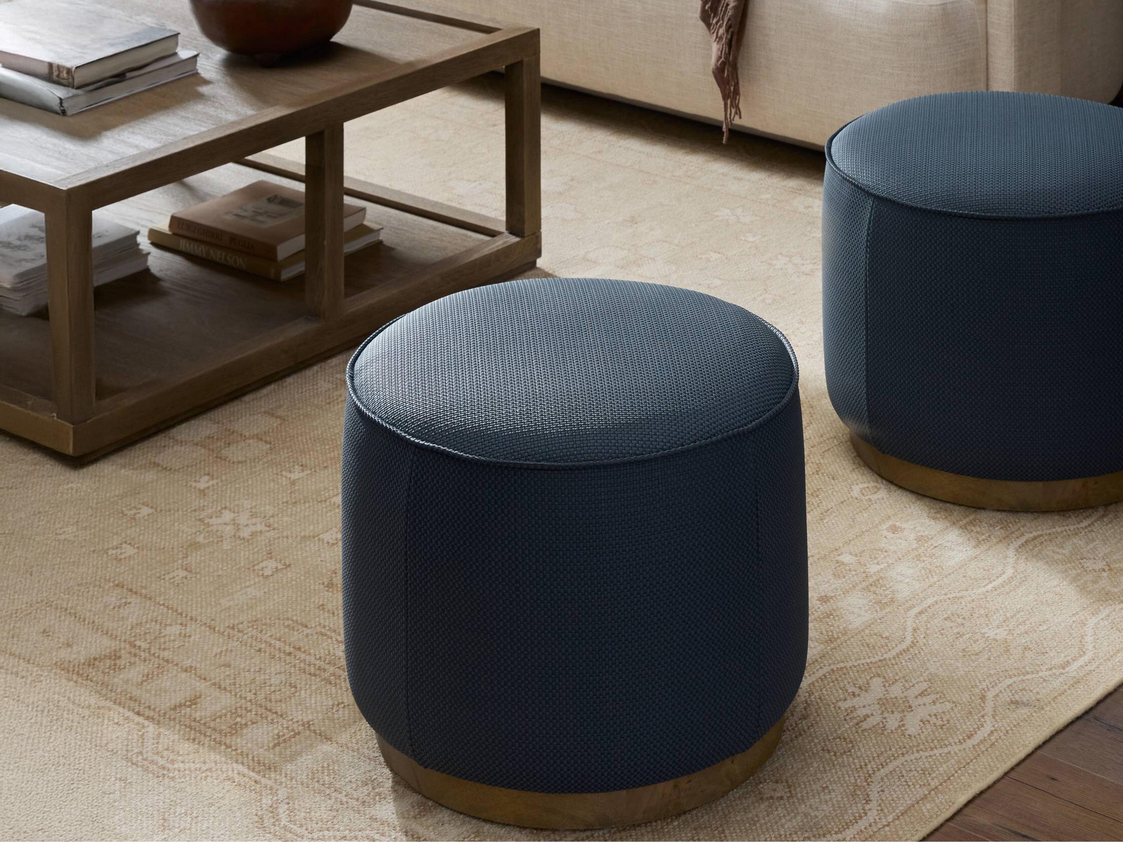 Four Hands Westgate Sinclair Fresno Cobalt Upholstered Round Ottoman
