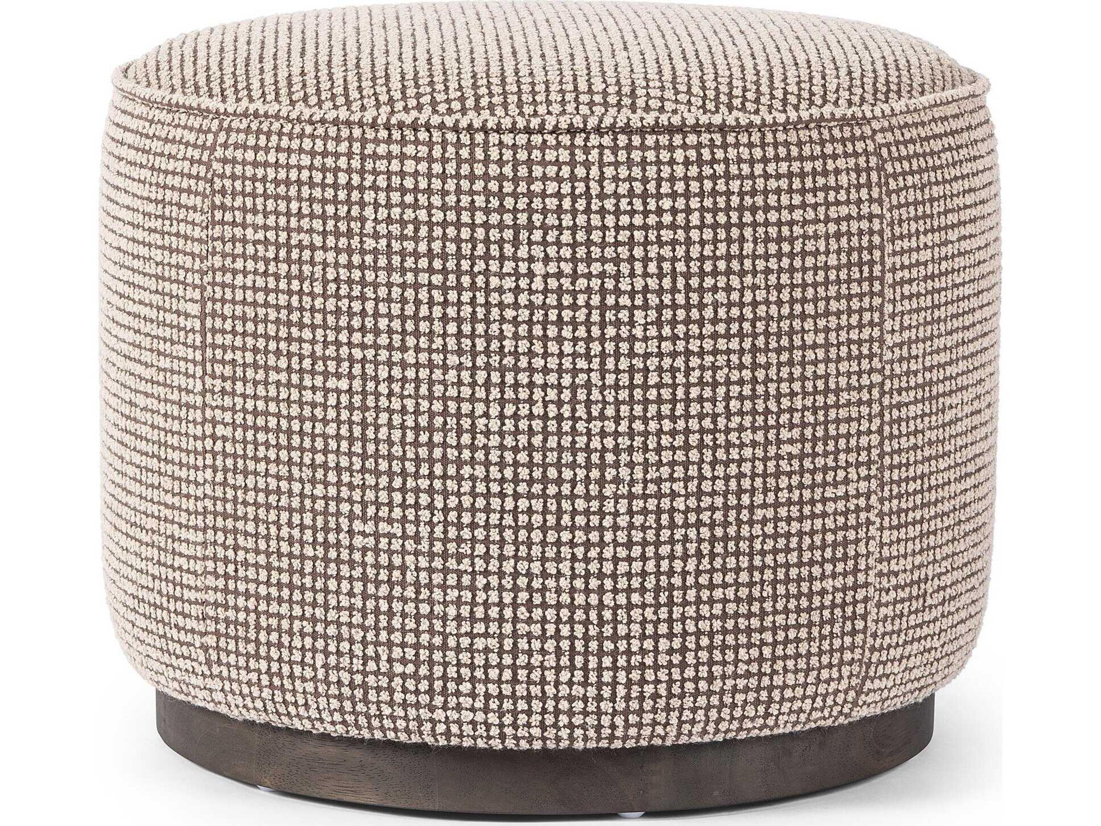 Westgate Sinclair Barrow Taupe Upholstered Round Ottoman