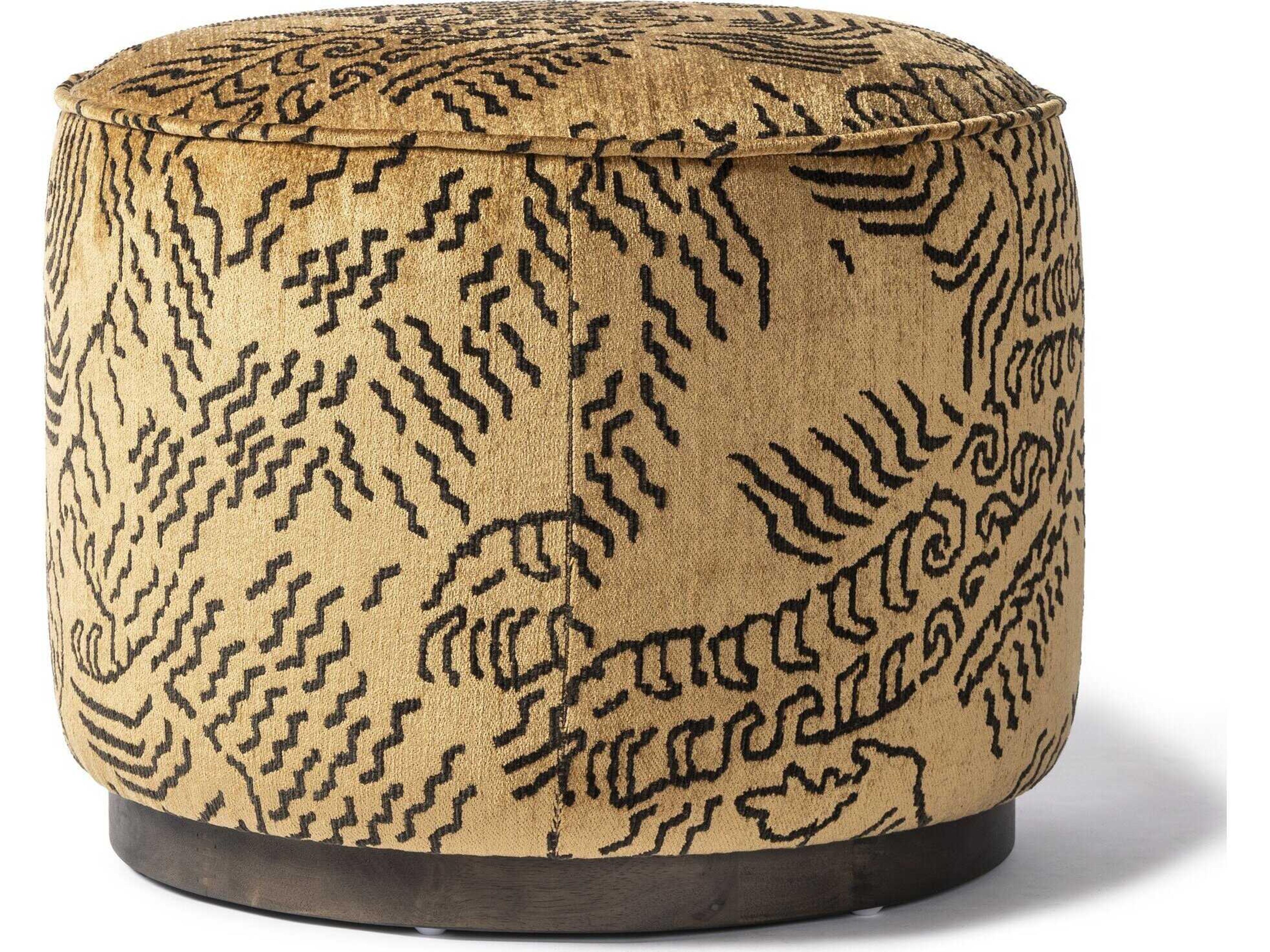 Four Hands Westgate Sinclair Balkan Ochre Upholstered Round Ottoman