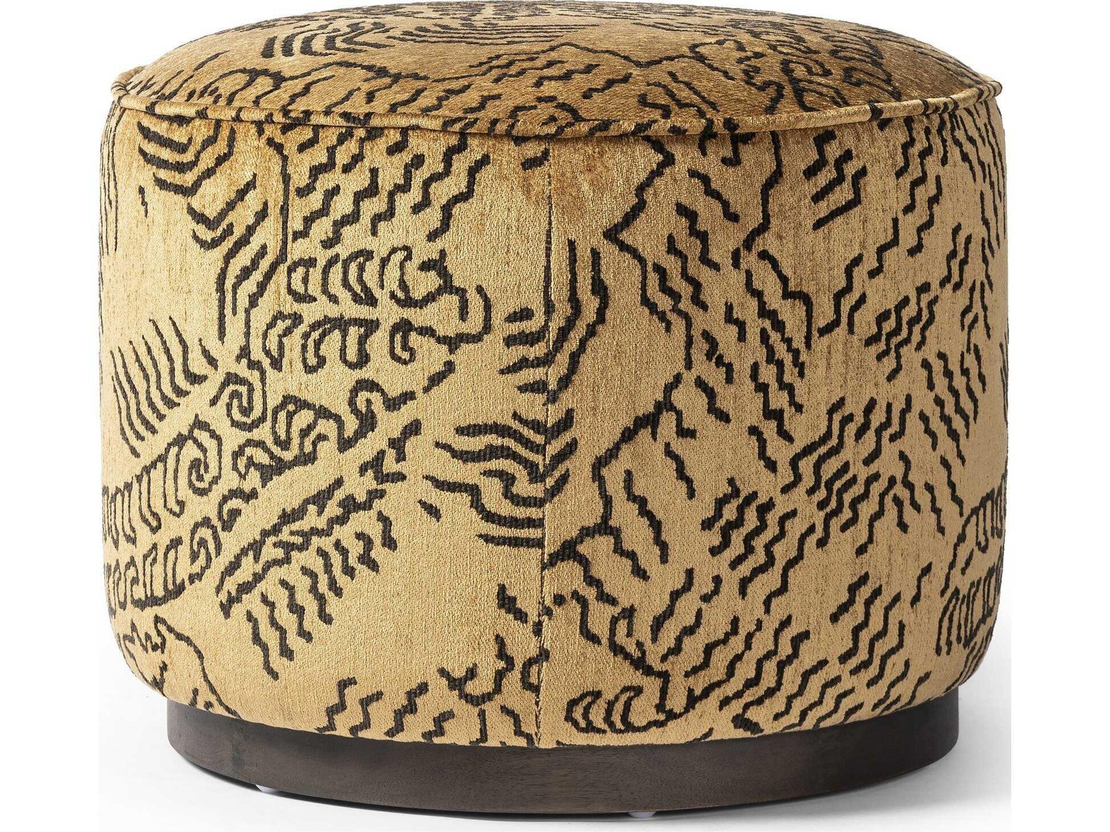Four Hands Westgate Sinclair Balkan Ochre Upholstered Round Ottoman