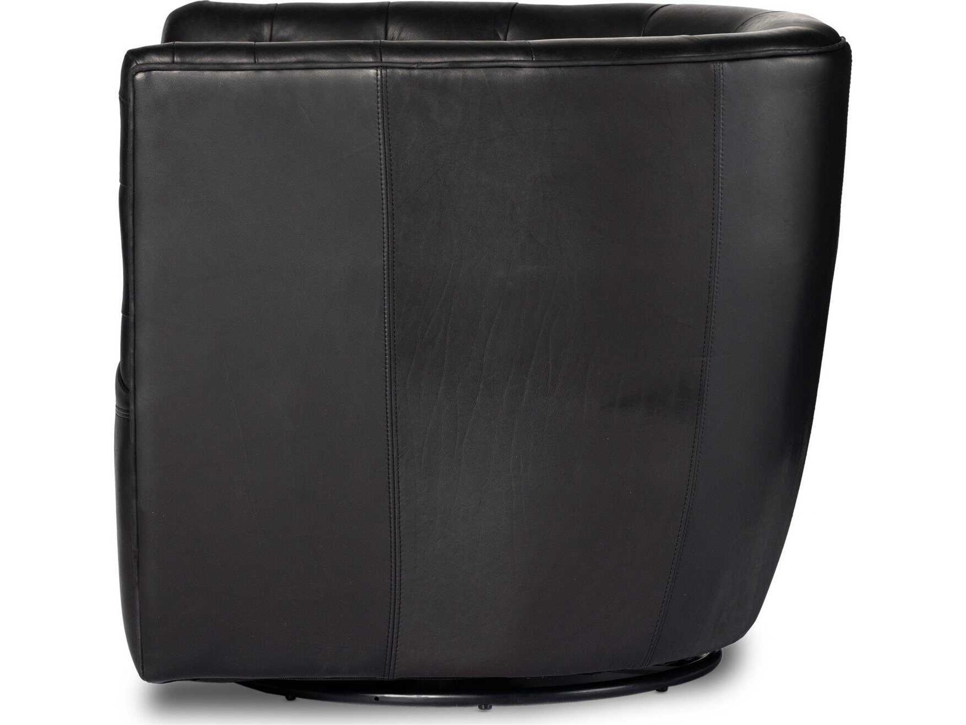 Luxecor Globetrotter Hanover Swivel Black Leather Accent Chair