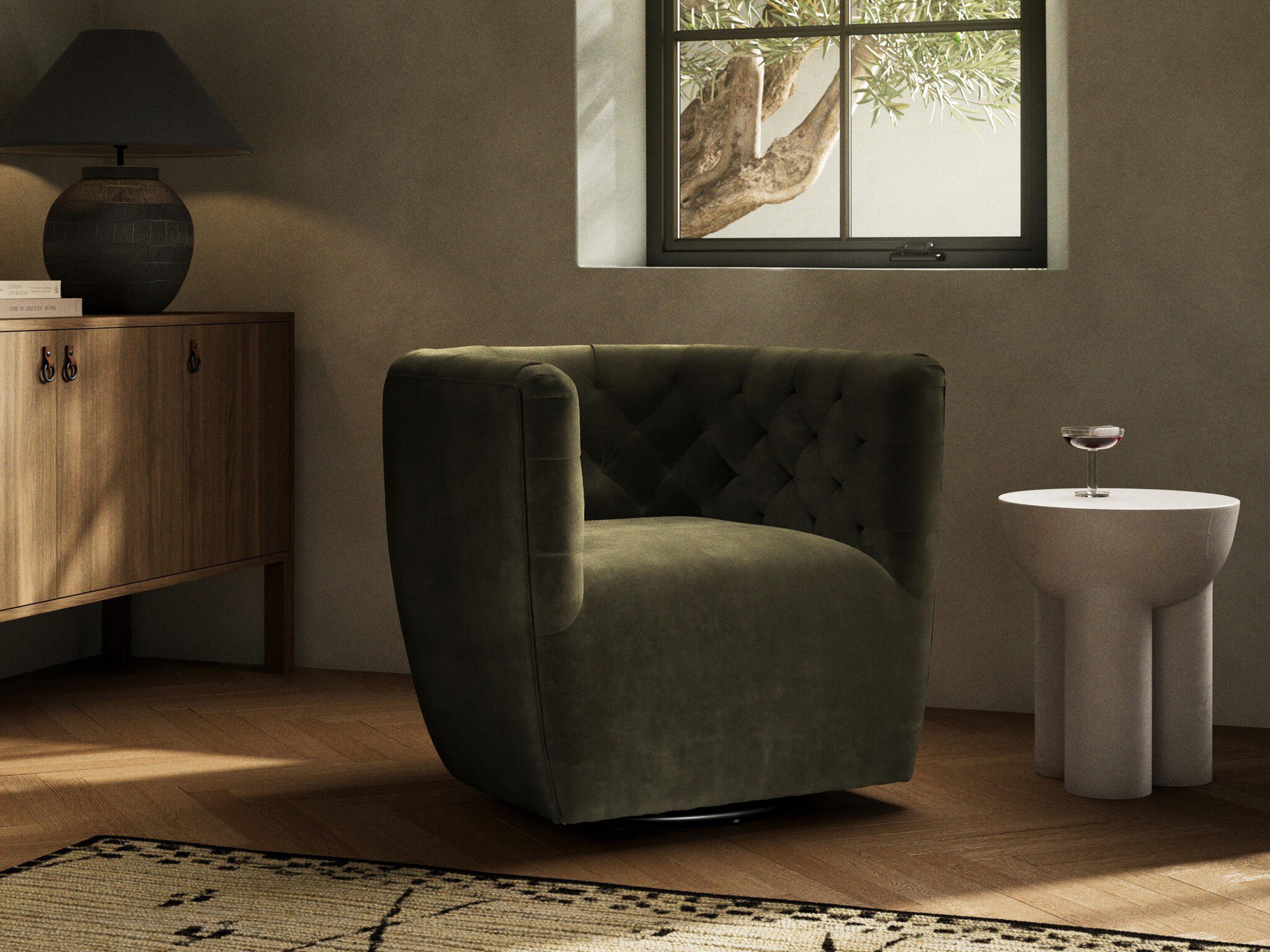 Luxecor Globetrotter Hanover Swivel Green Accent Chair