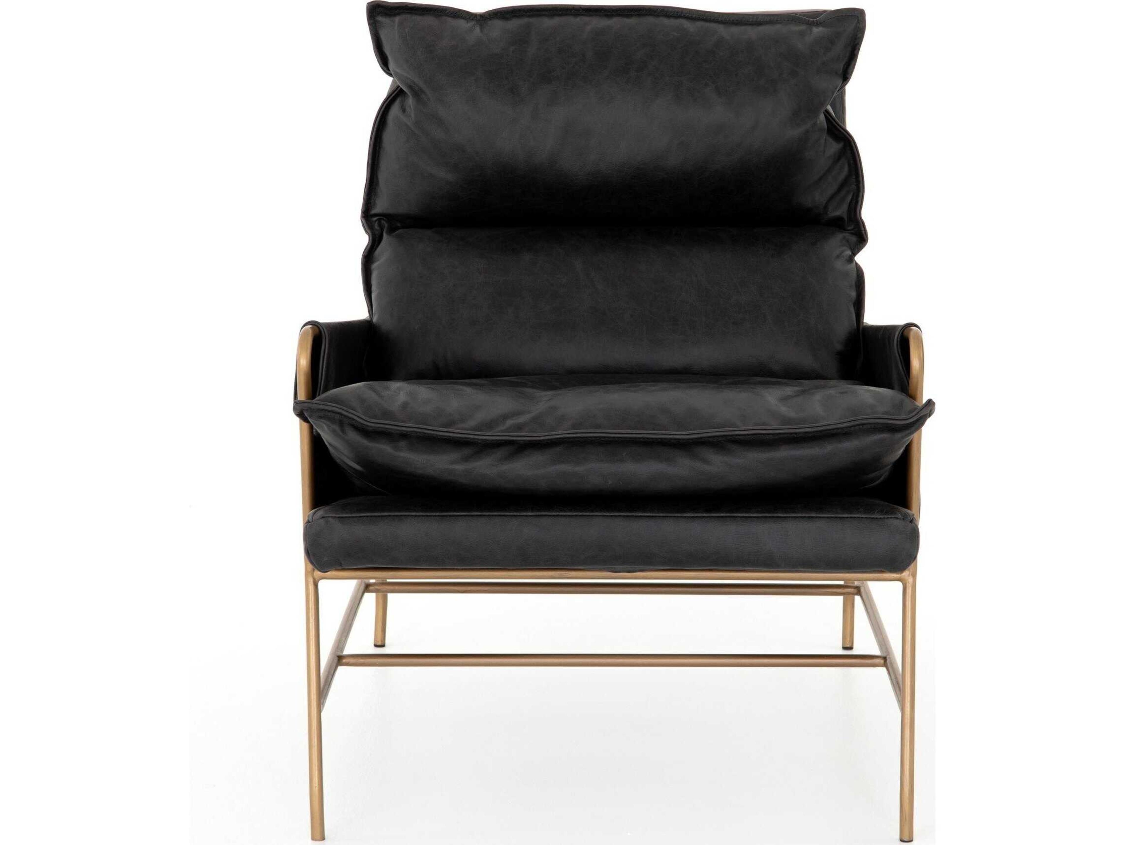 Four Hands Westgate Taryn Black Leather Accent Chair