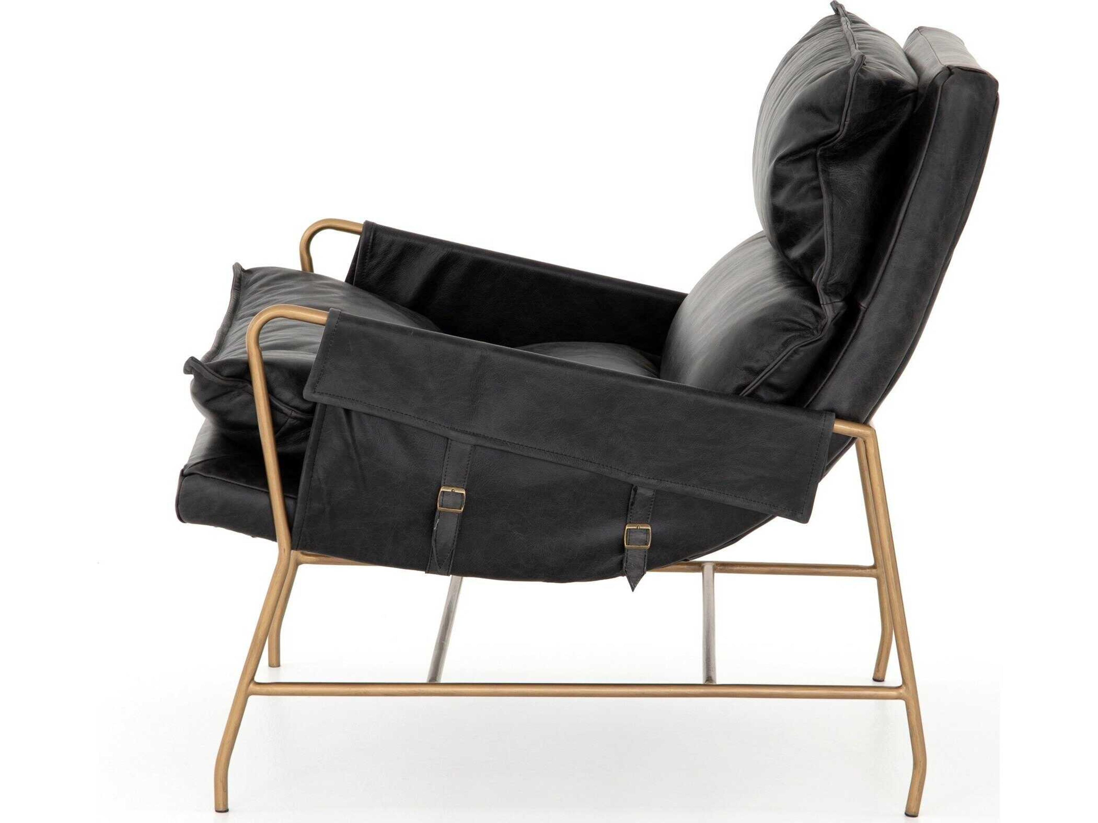 Four Hands Westgate Taryn Black Leather Accent Chair