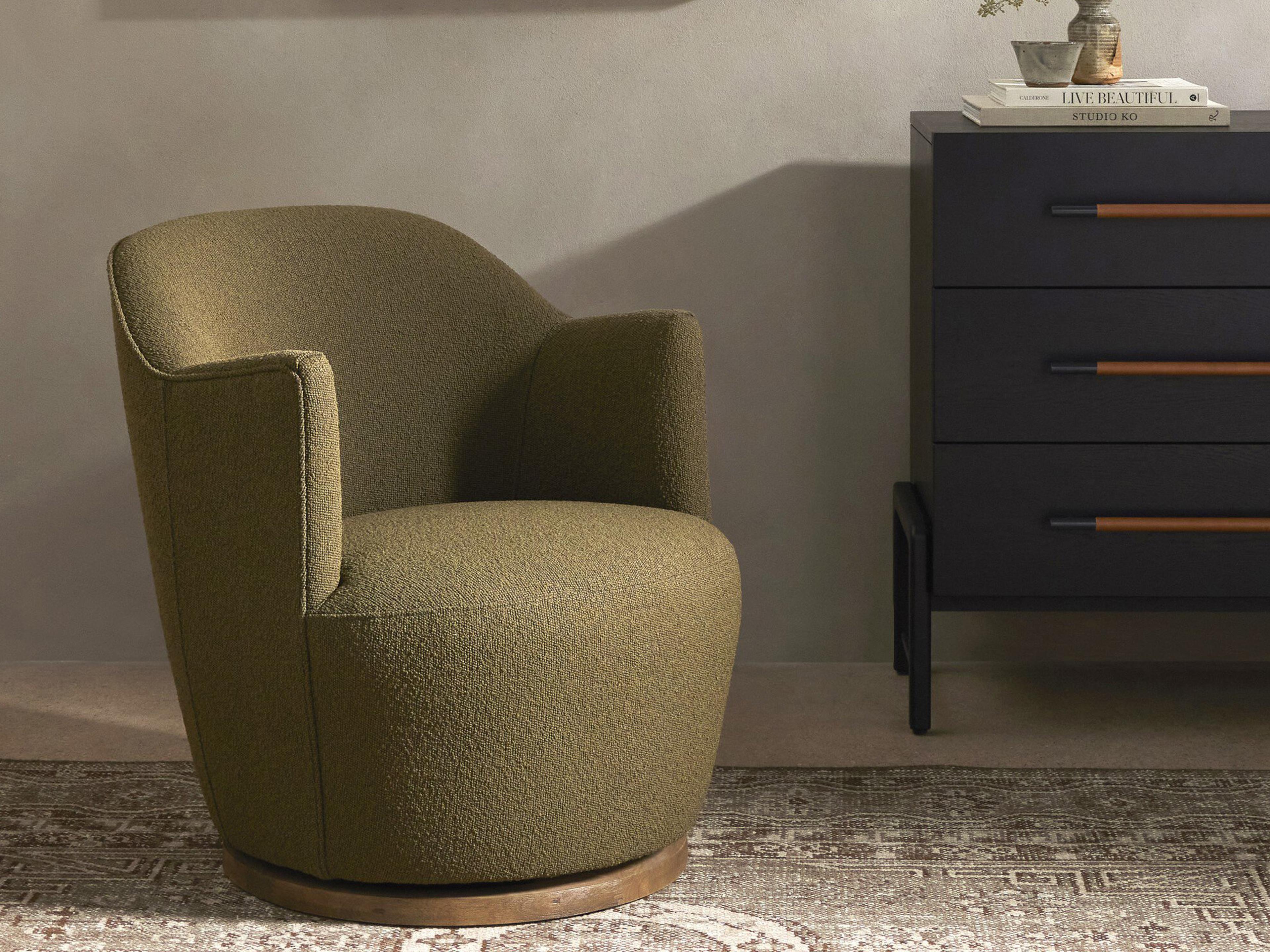 Four Hands Westgate Aurora FIQA Boucle Olive  Swivel Chair
