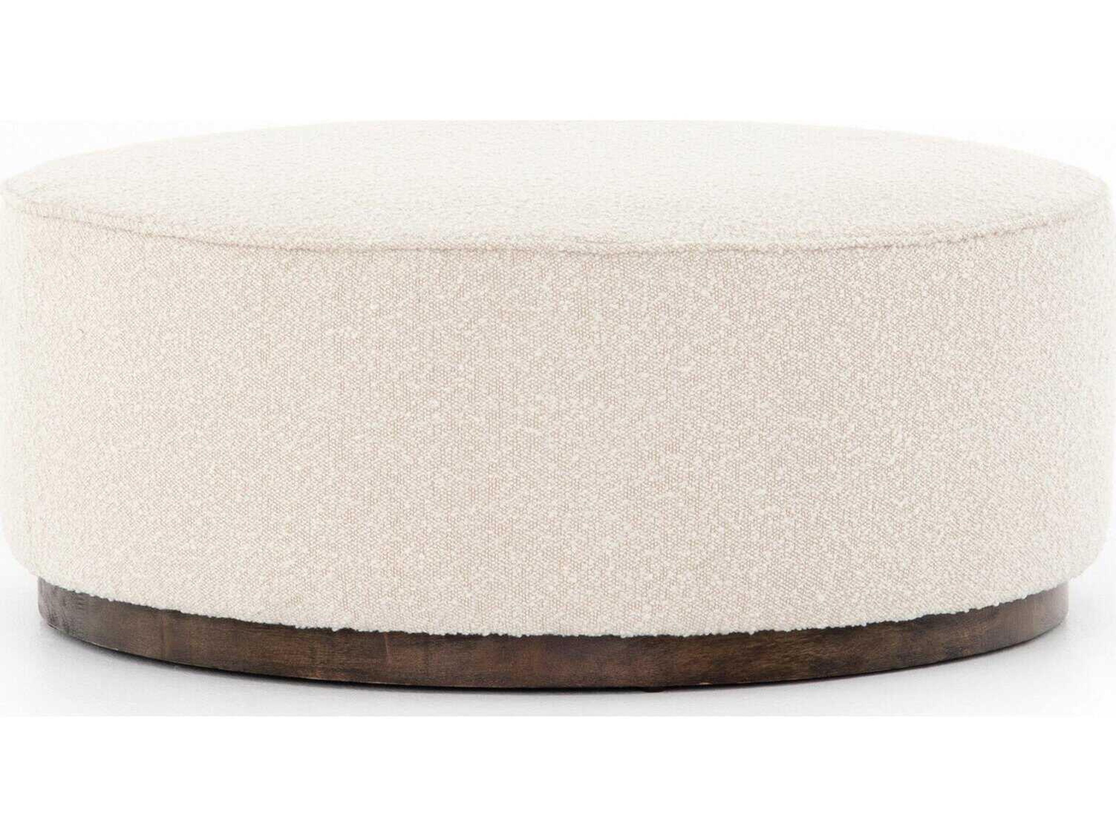 Westgate Sinclair Distressed Natural Knoll Cream Upholstered Ottoman