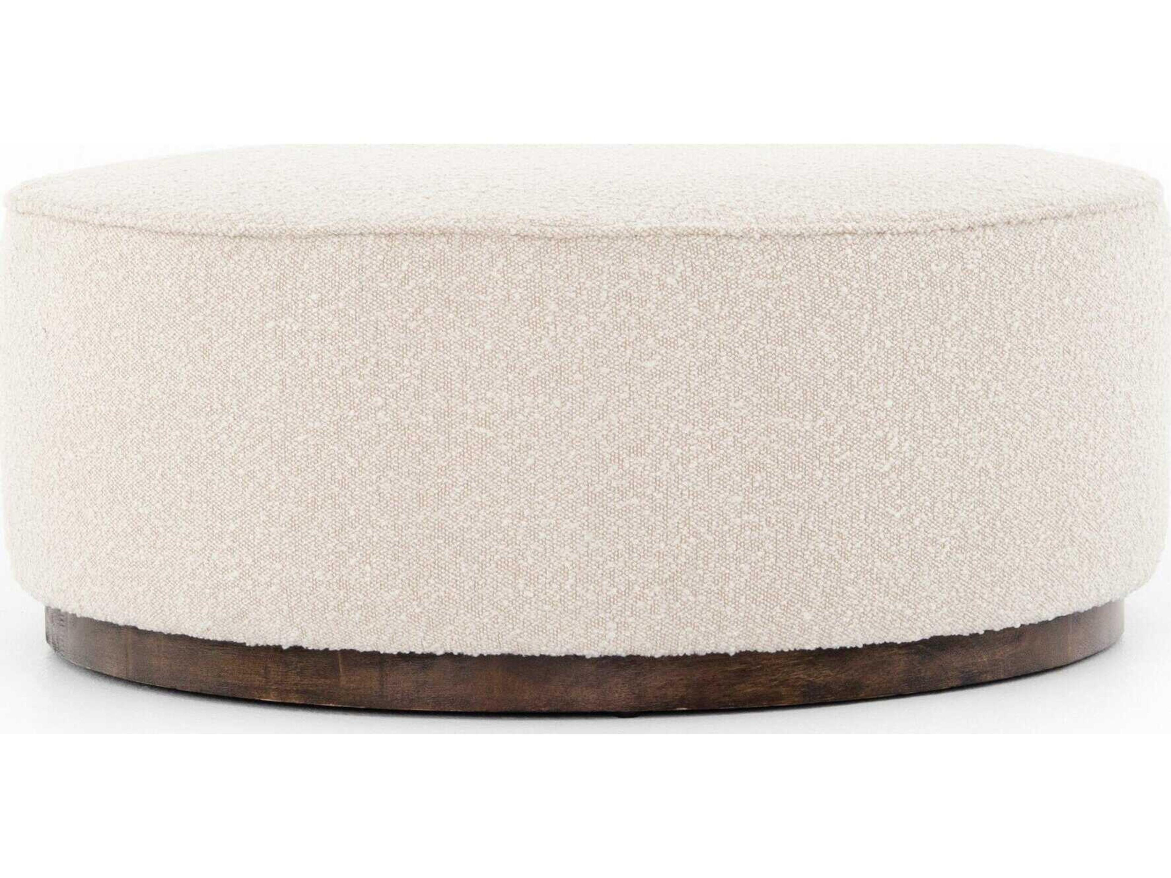 Four Hands Westgate Sinclair Distressed Natural Knoll Cream Upholstered Ottoman
