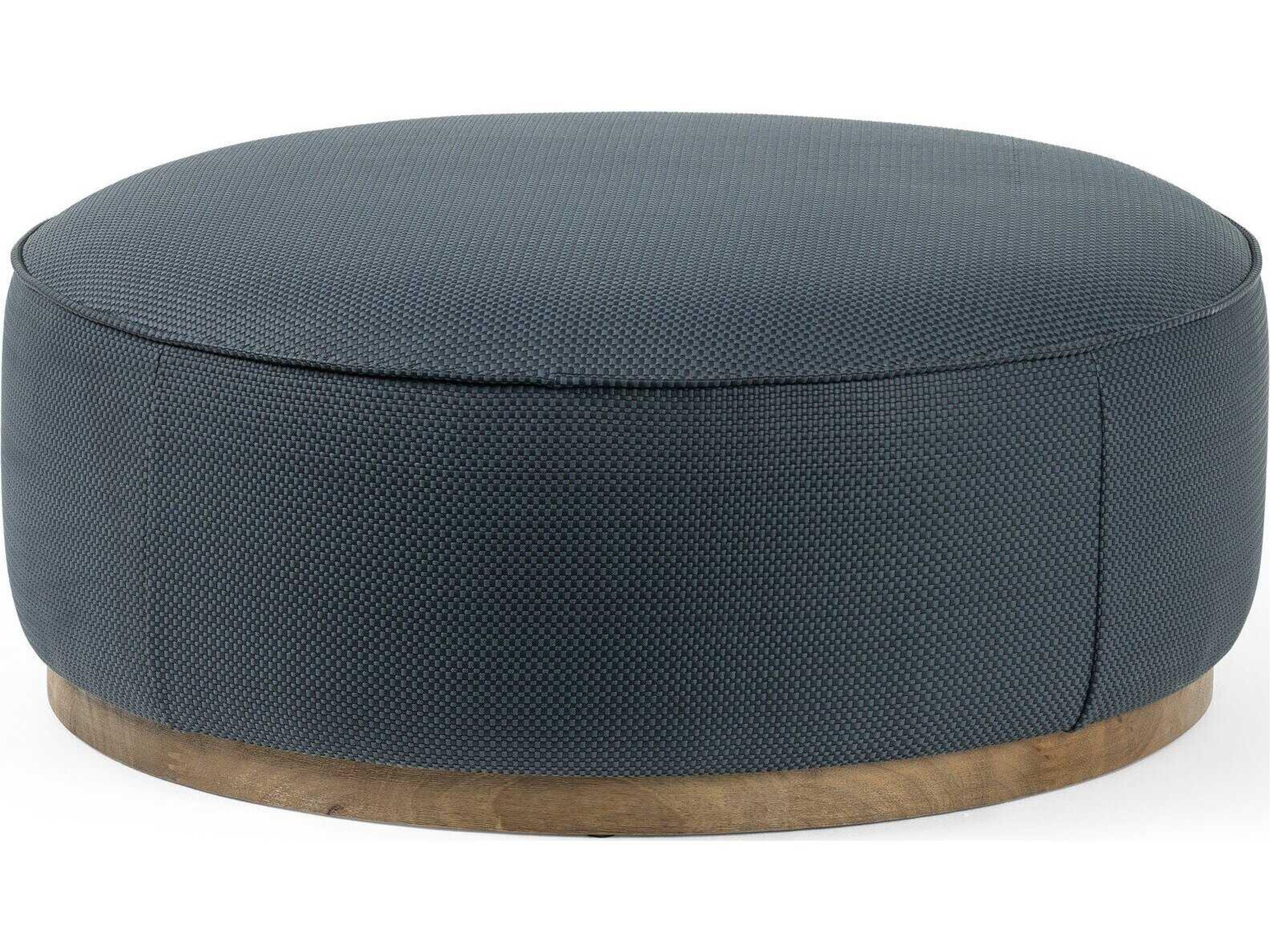 Four Hands Westgate Sinclair Fresno Cobalt Upholstered Large Round Ottoman