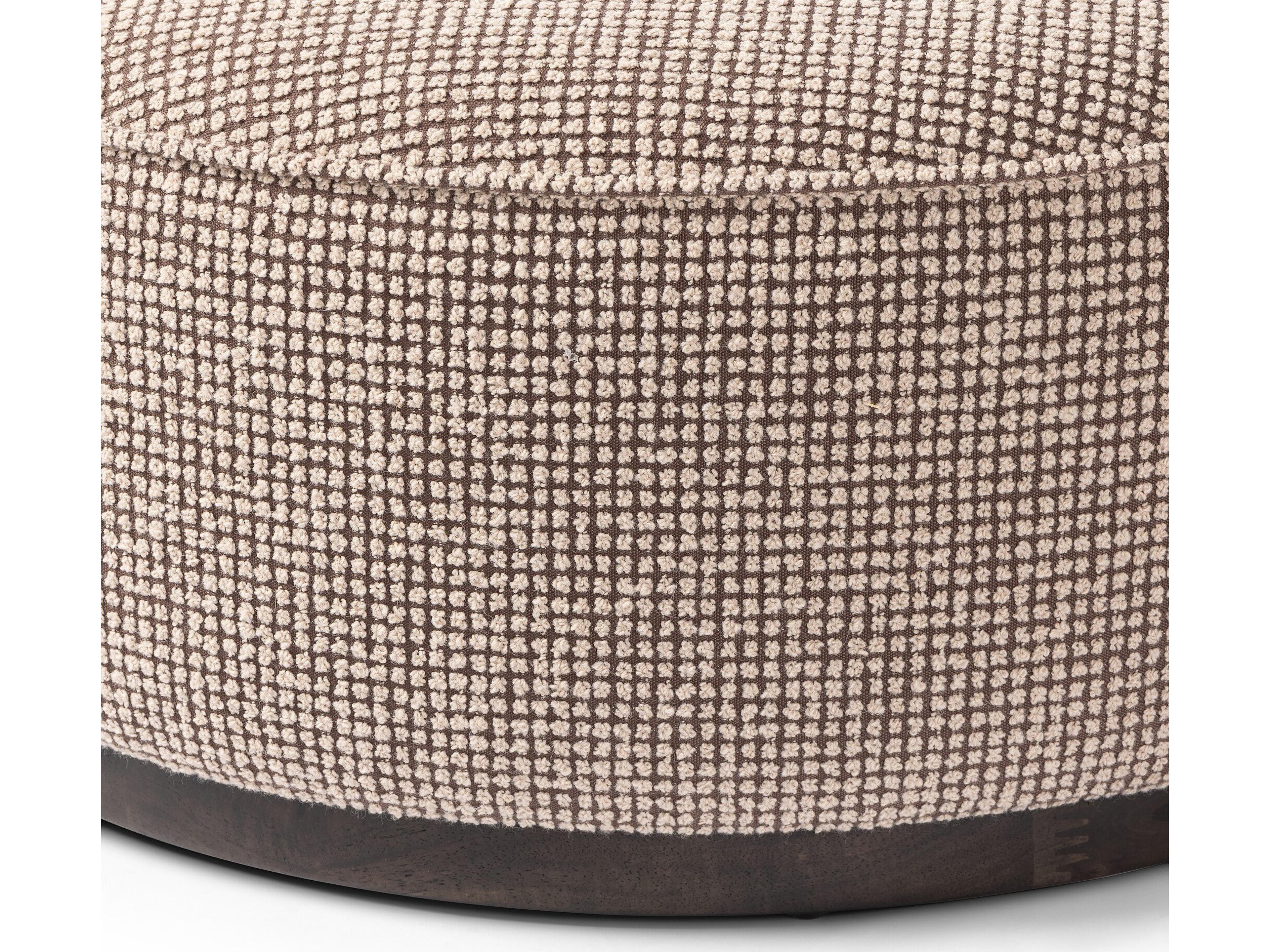 Luxecor Globetrotter Sinclair Barrow Taupe Upholstered Large Round Ottoman