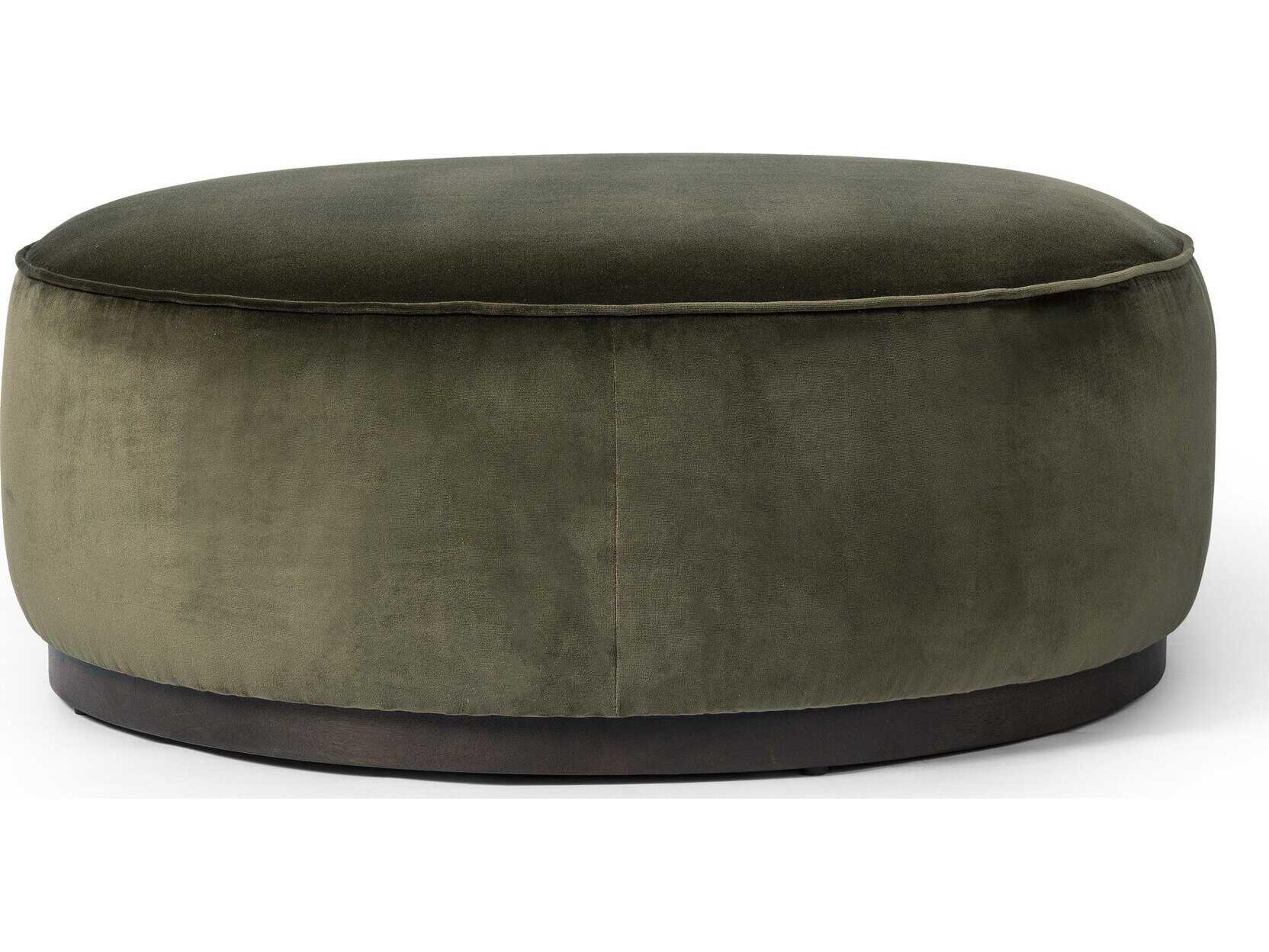 Four Hands Westgate Sinclair Surrey Olive Upholstered Large Round Ottoman