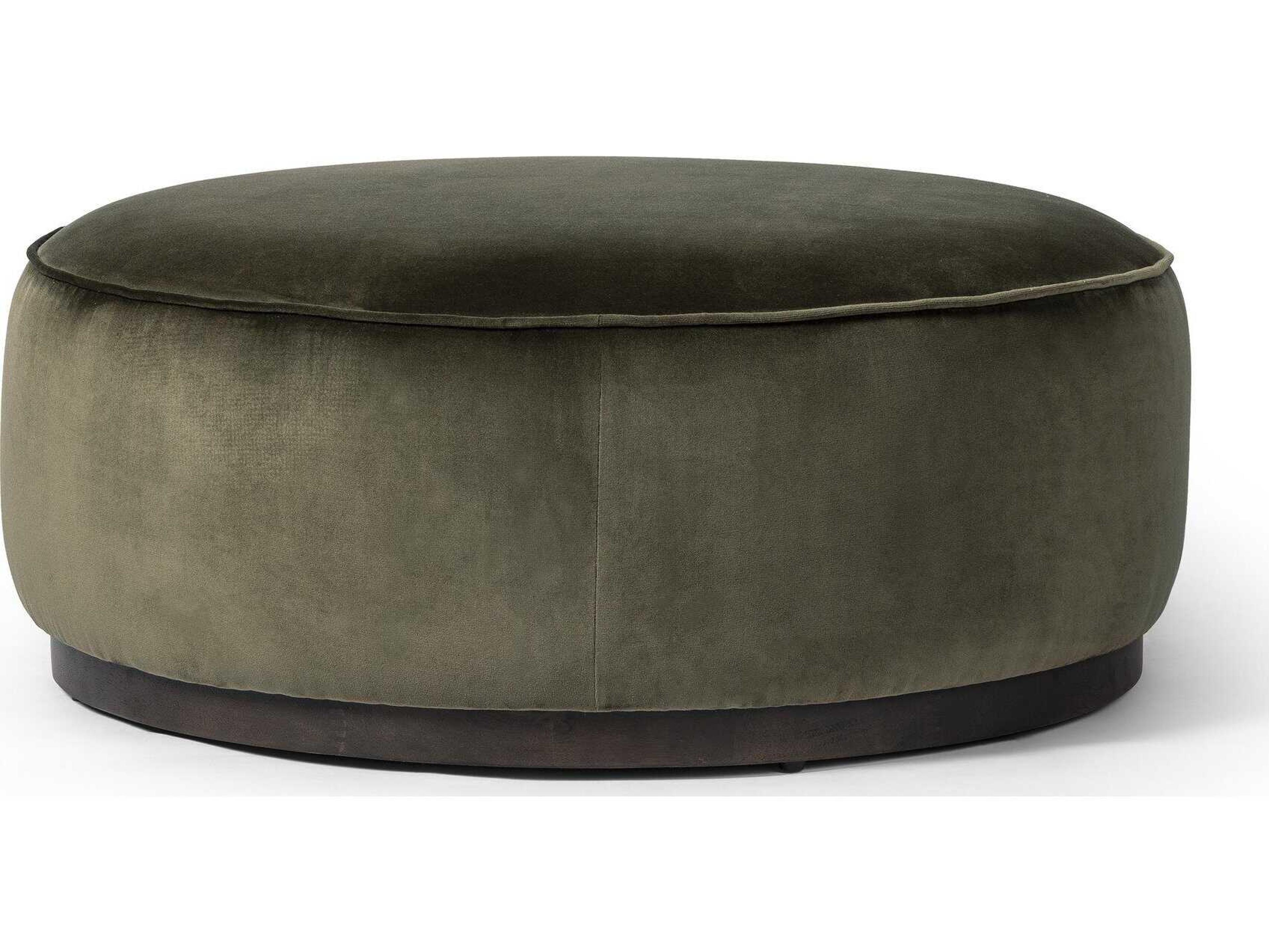 Four Hands Westgate Sinclair Surrey Olive Upholstered Large Round Ottoman