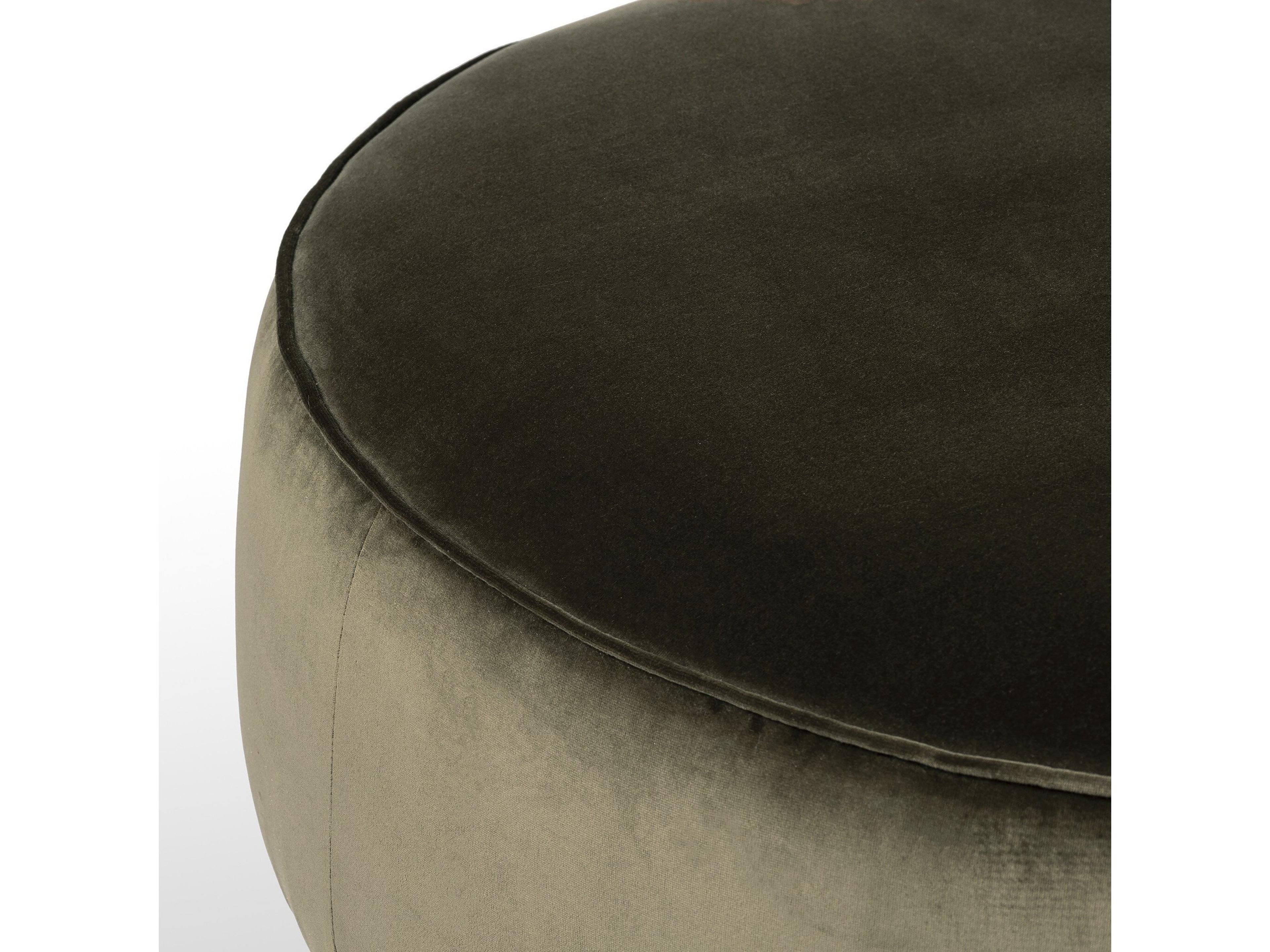 Luxecor Globetrotter Sinclair Surrey Olive Upholstered Large Round Ottoman