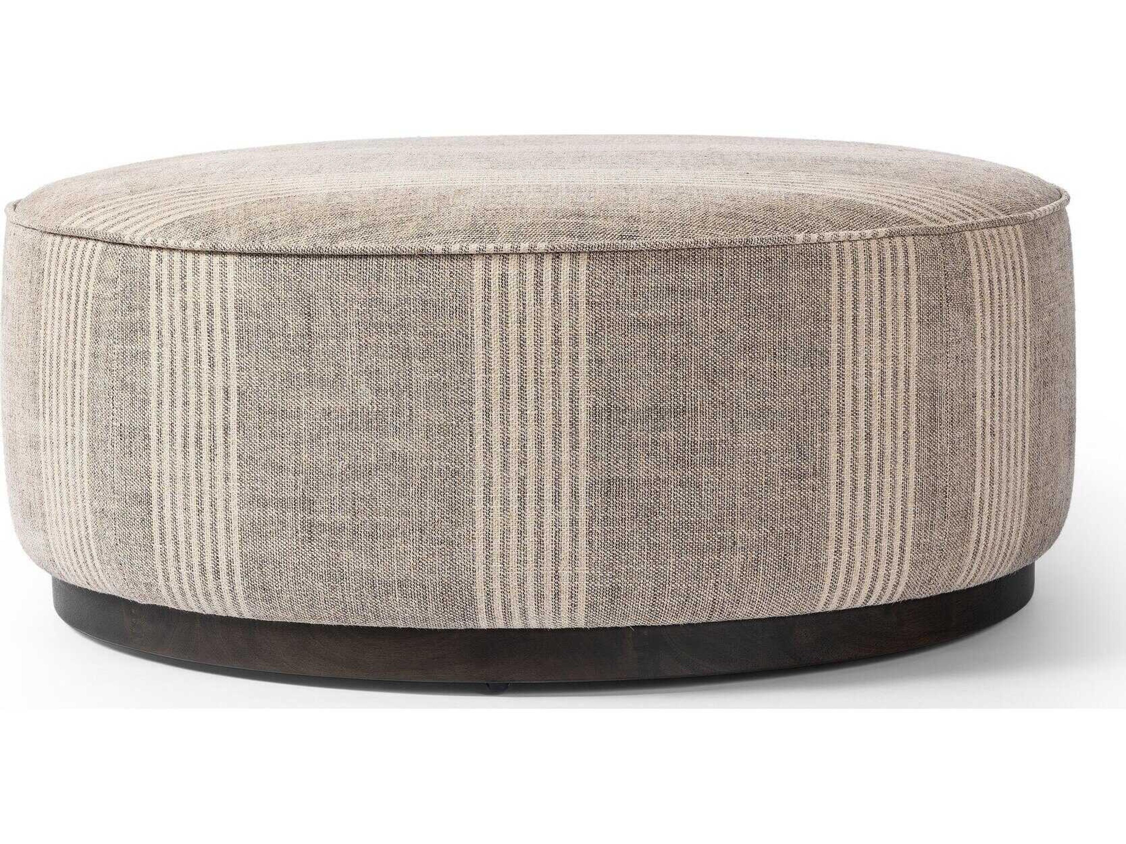 Four Hands Westgate Sinclair Manchester Flint Upholstered Large Round Ottoman