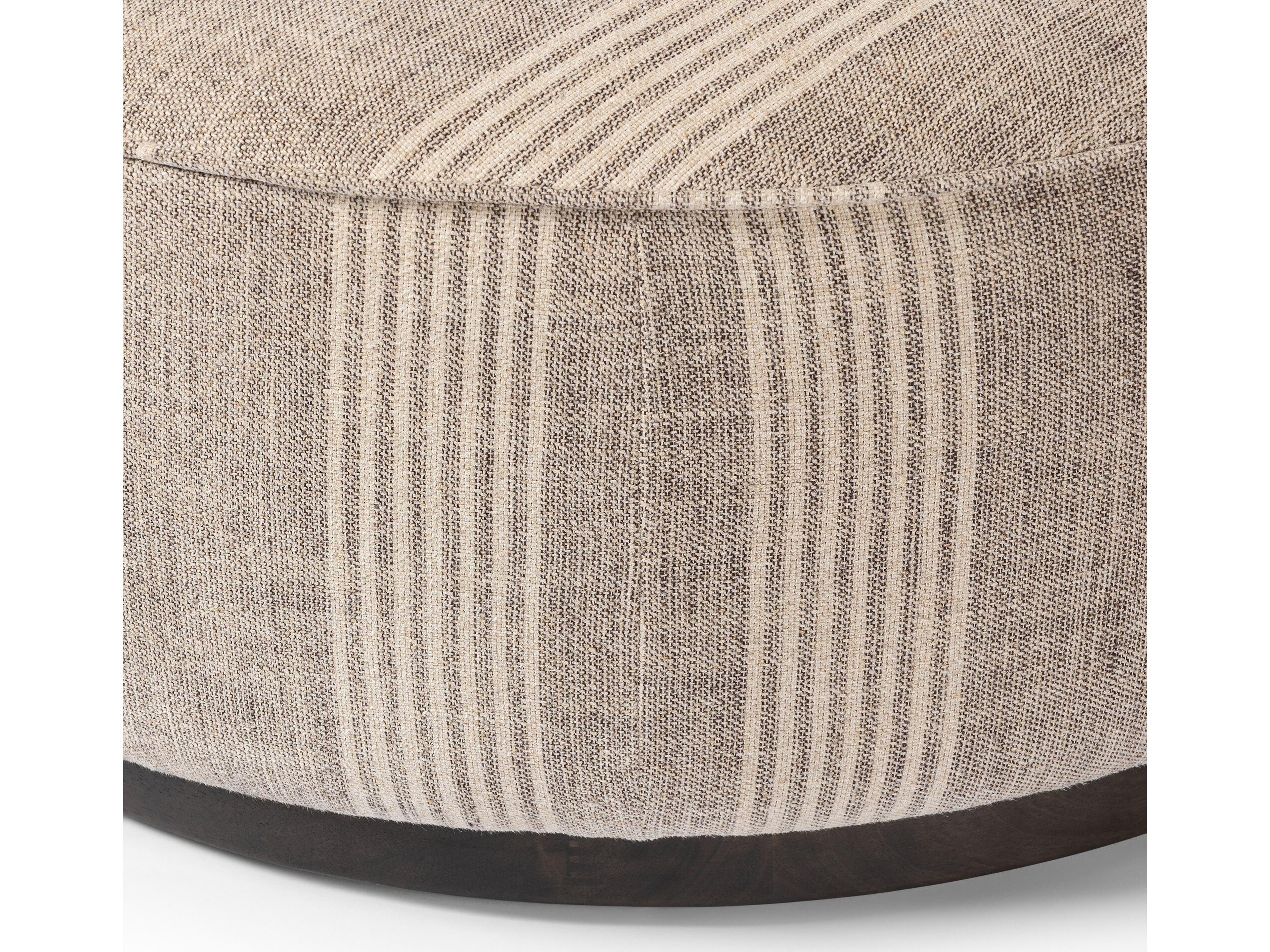 Four Hands Westgate Sinclair Manchester Flint Upholstered Large Round Ottoman