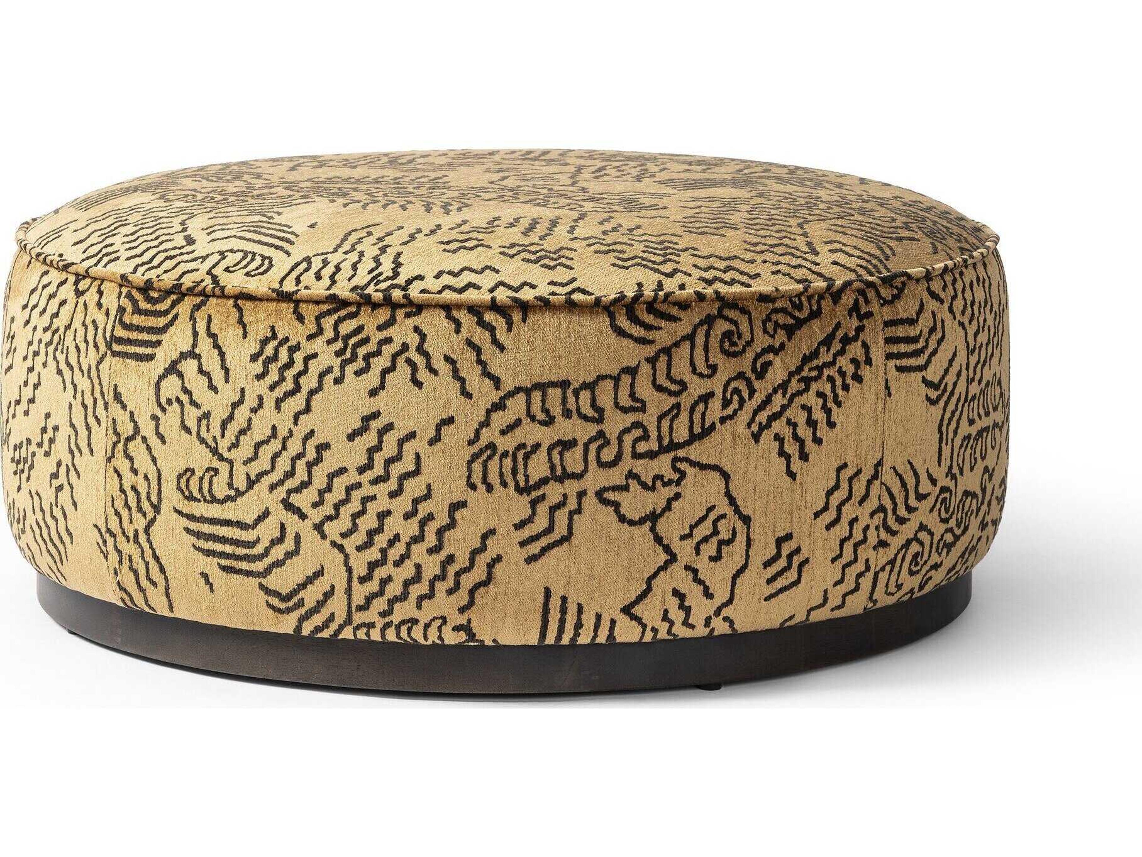 Westgate Sinclair Balkan Ochre Upholstered Large Round Ottoman