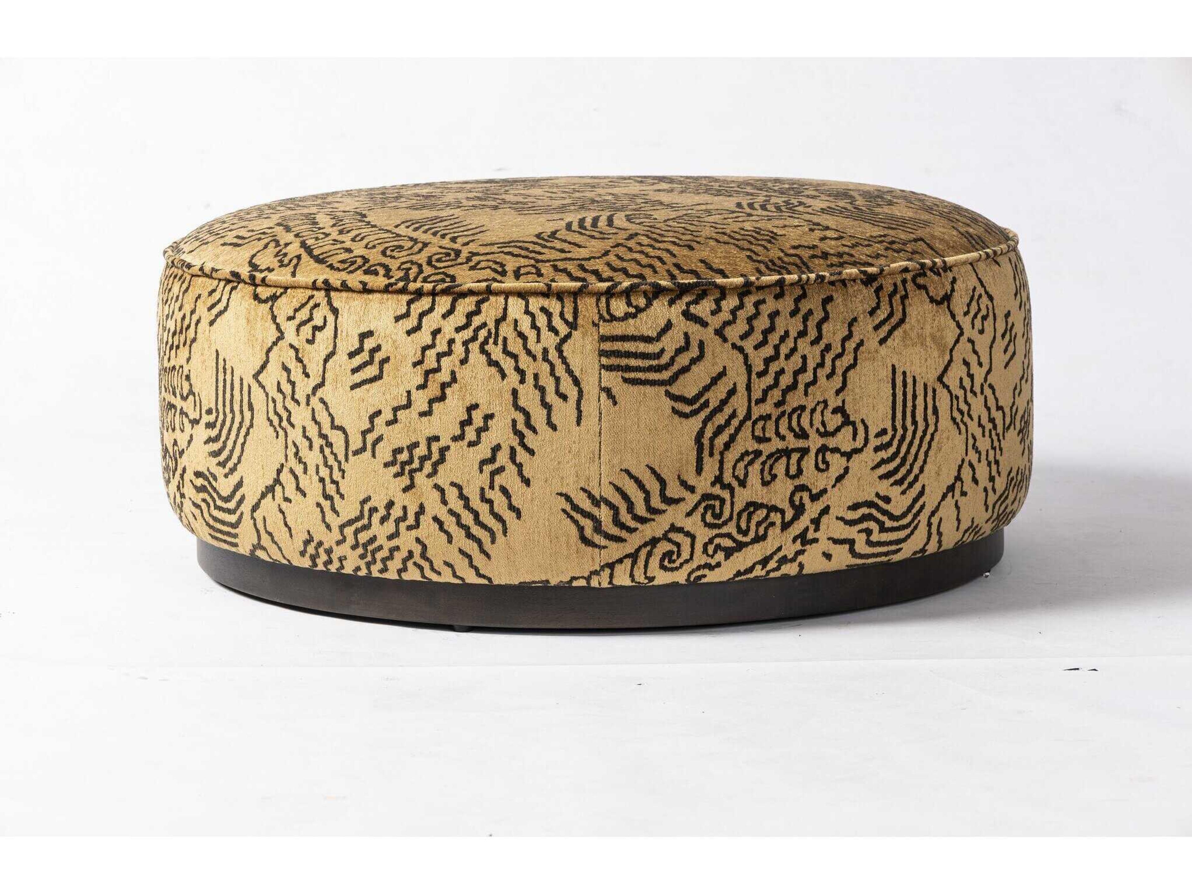 Four Hands Westgate Sinclair Balkan Ochre Upholstered Large Round Ottoman