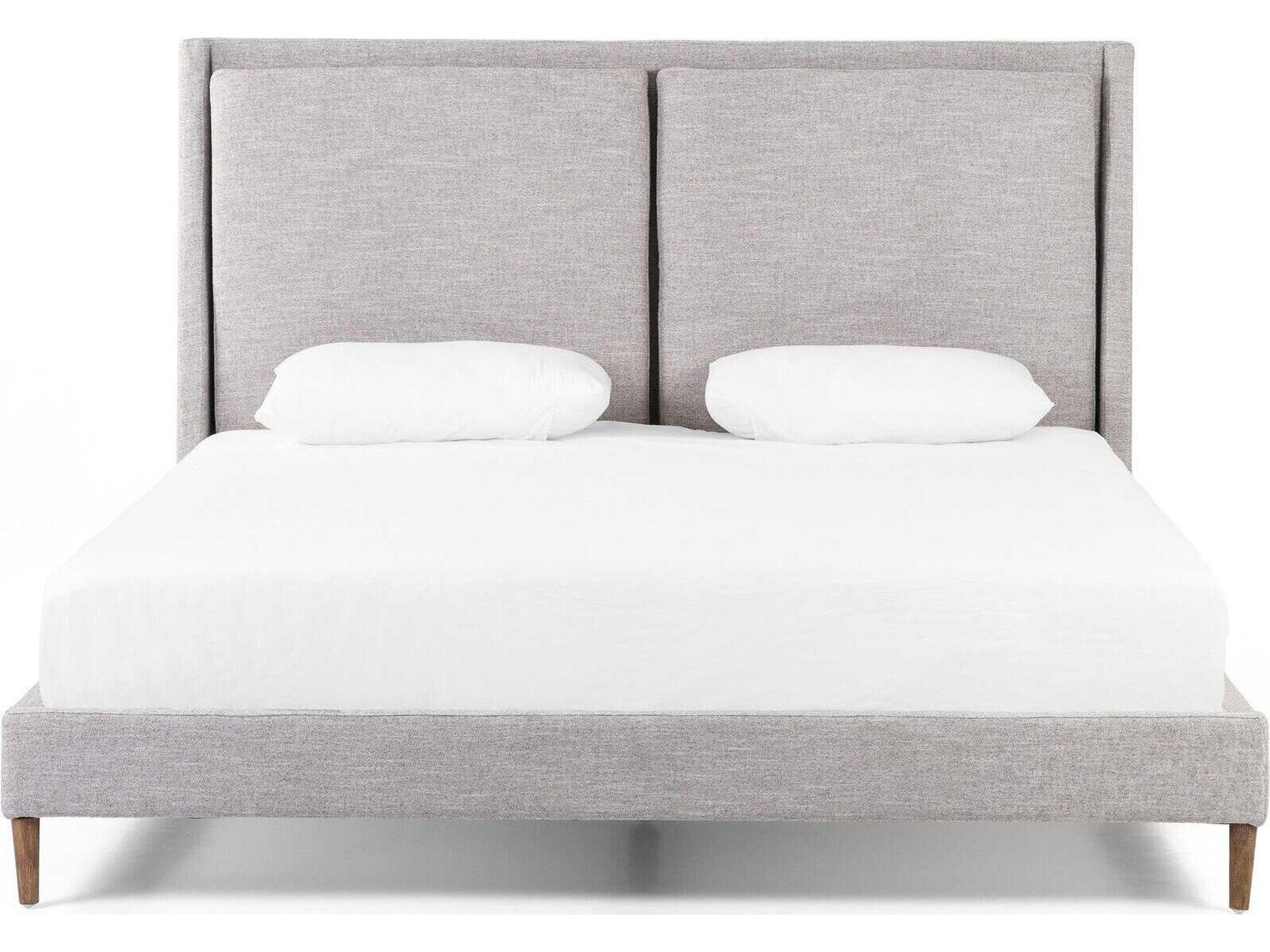 Four Hands Kensington Potter Manor Grey Distressed Natural Parrawood Upholstered King Platform Bed