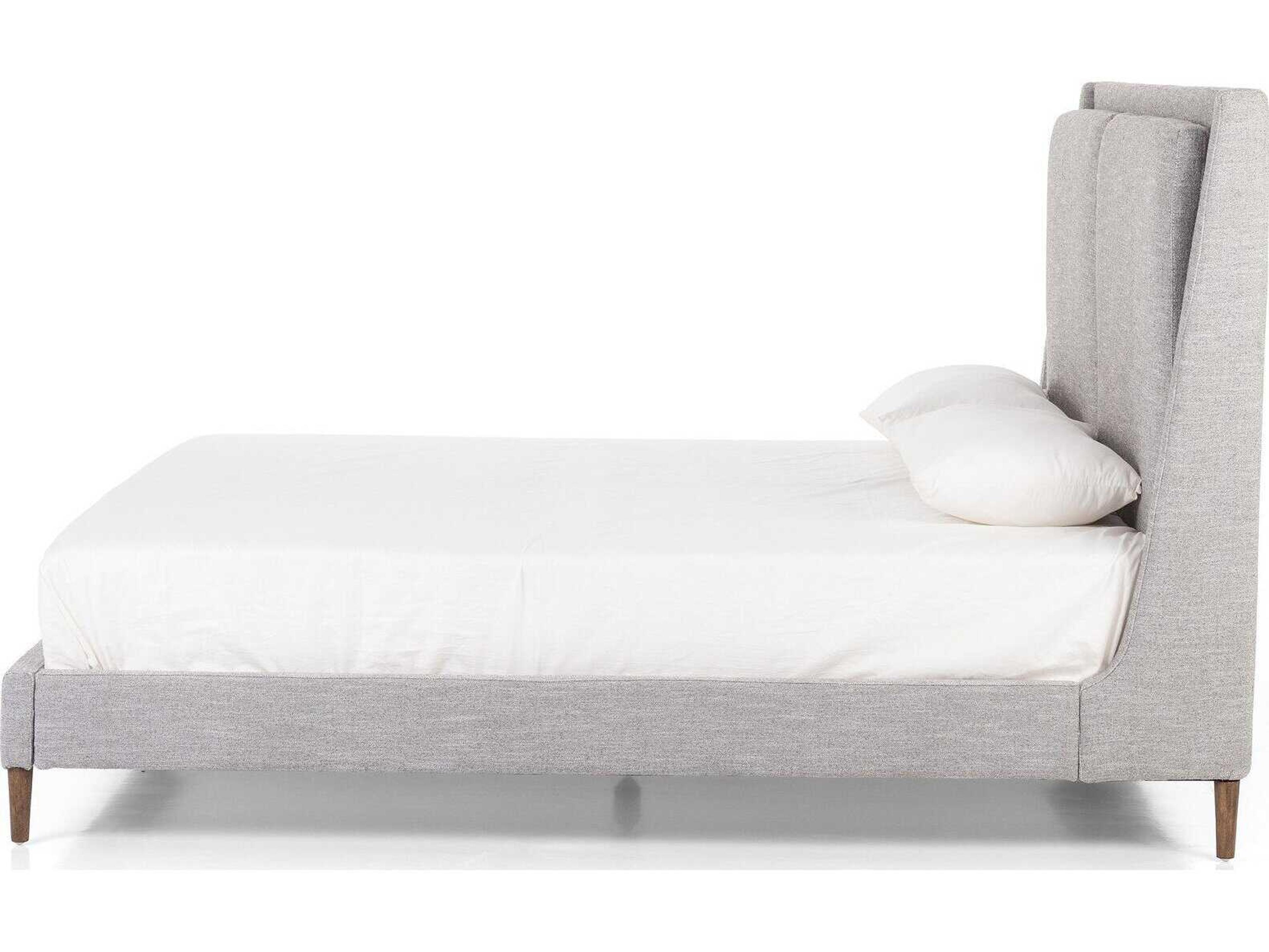 Four Hands Kensington Potter Manor Grey Distressed Natural Parrawood Upholstered King Platform Bed