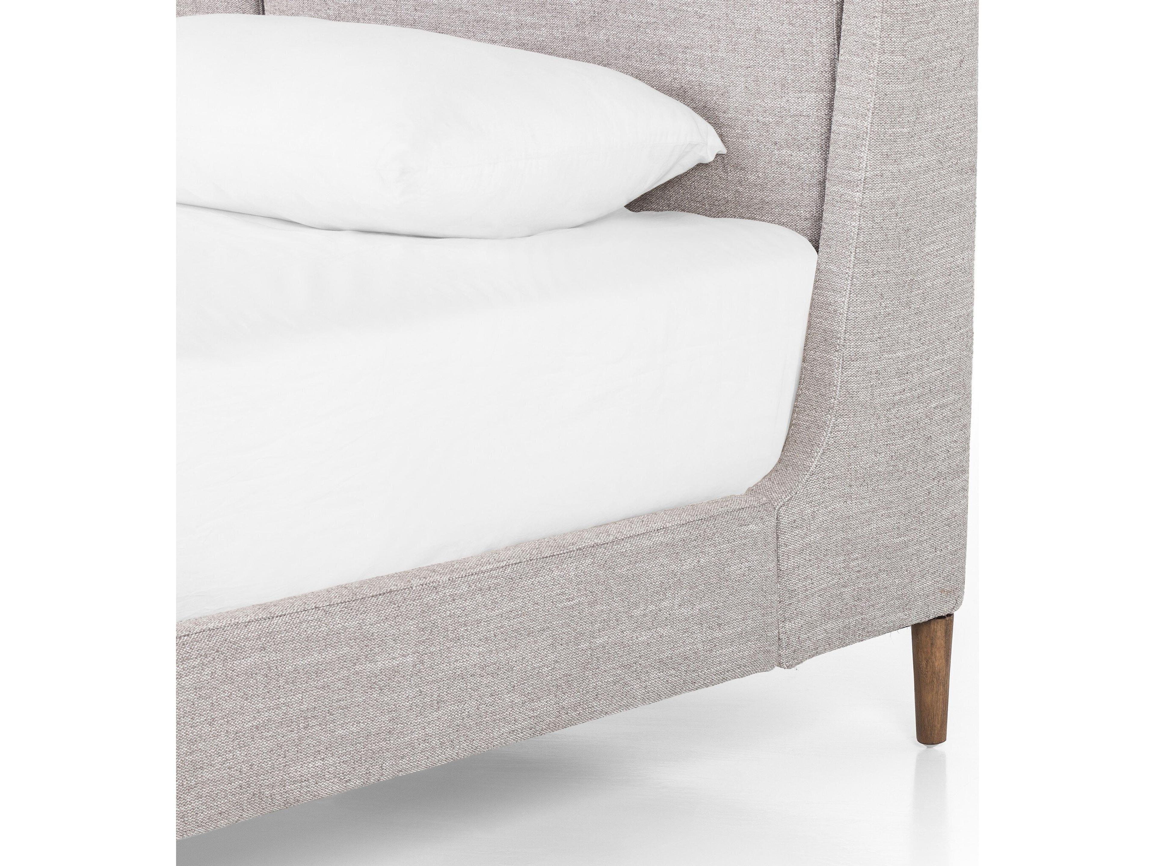 Four Hands Kensington Potter Manor Grey Distressed Natural Parrawood Upholstered King Platform Bed