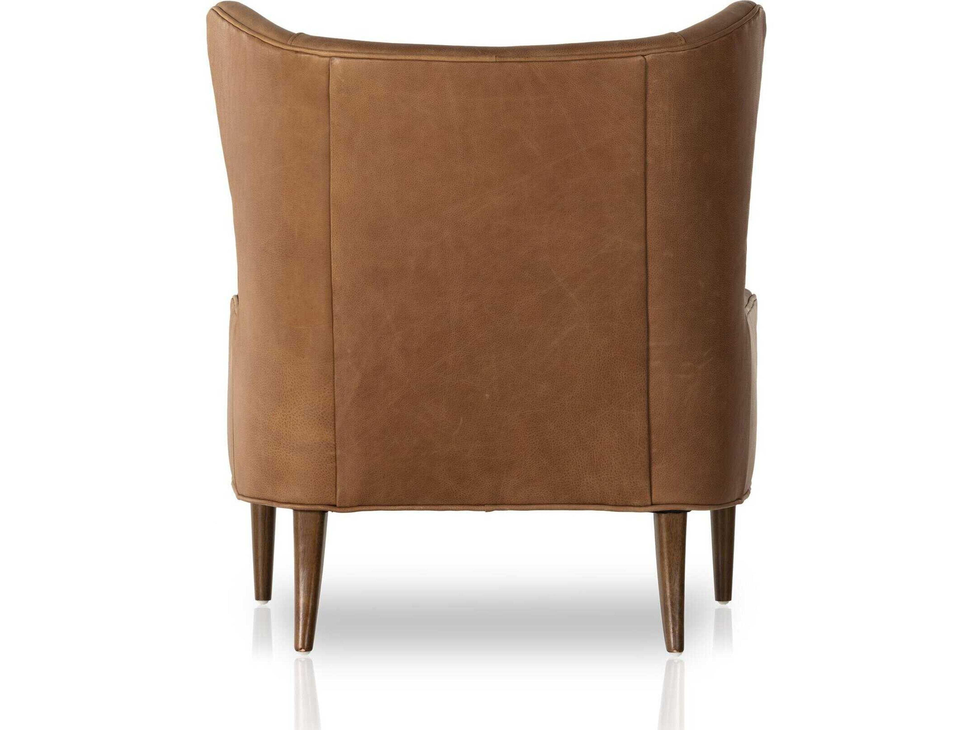 Four Hands Kensington Marlow Swivel Brown Leather Accent Chair