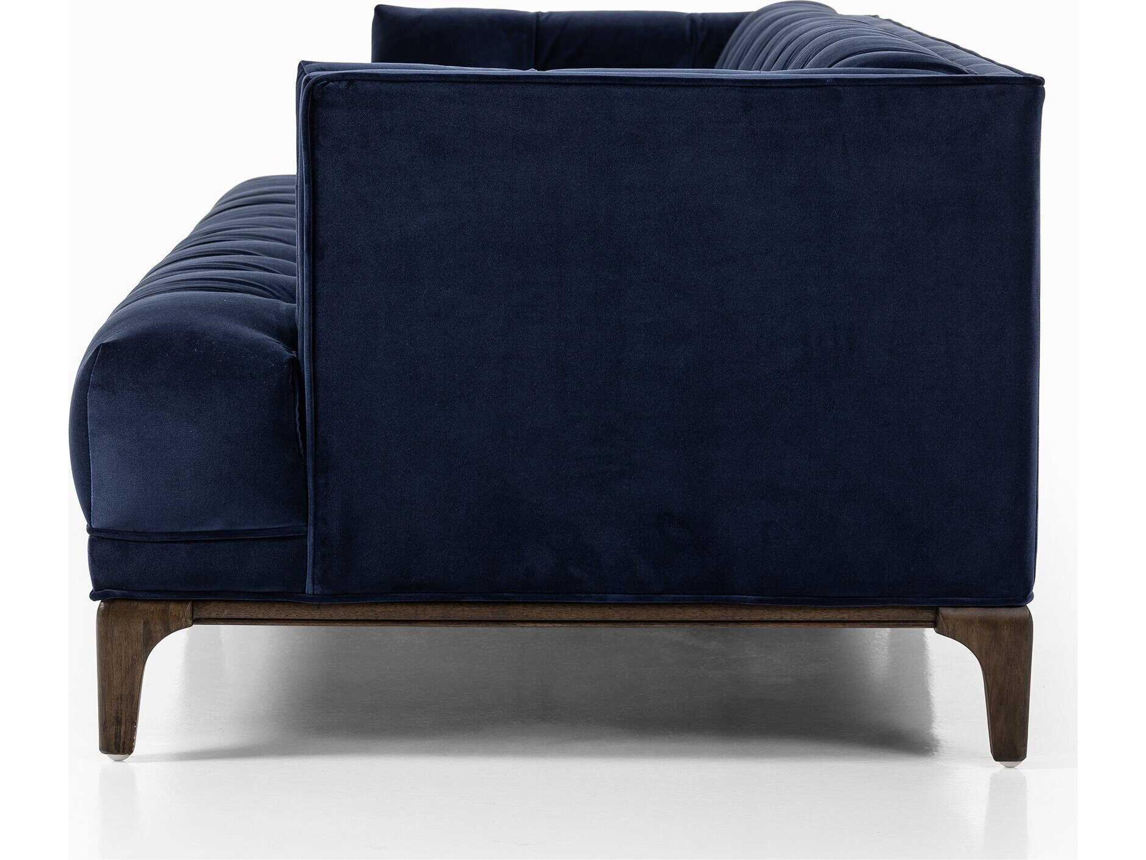 Four Hands Kensington Dylan Sapphire Navy Sienna Brown Blue Upholstered Sofa