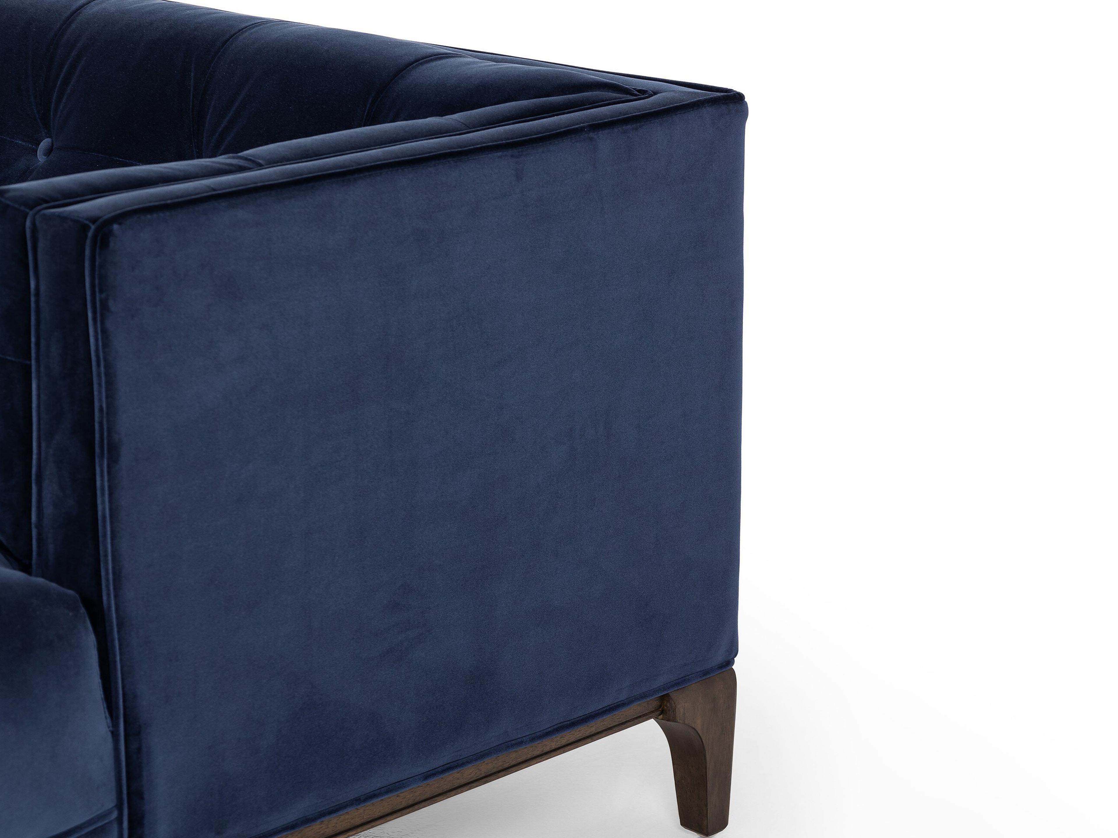 Four Hands Kensington Dylan Sapphire Navy Sienna Brown Blue Upholstered Sofa