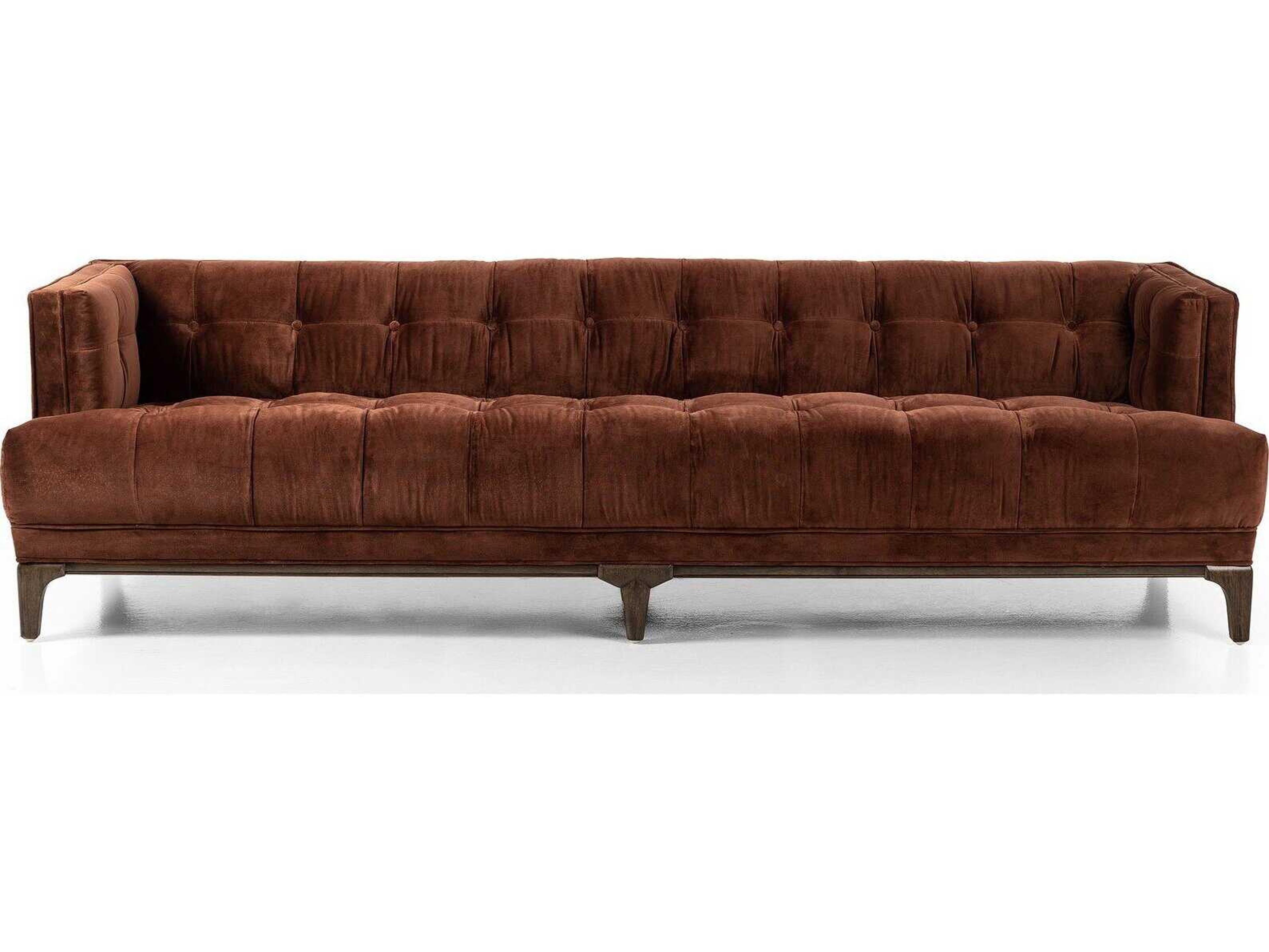 Four Hands Kensington Dylan Surrey Auburn Sienna Brown Orange Upholstered Sofa