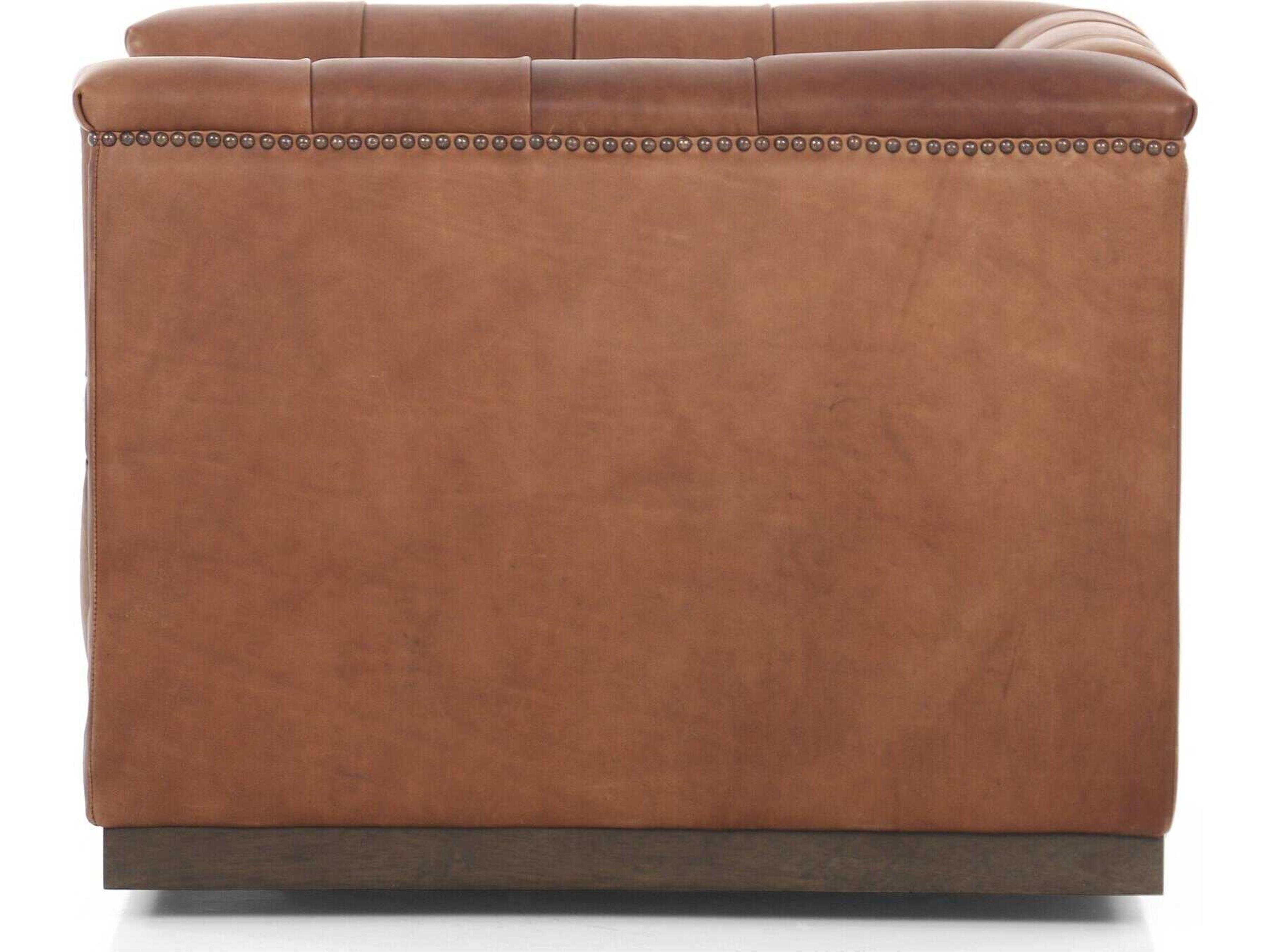 Four Hands Kensington Maxx Swivel Brown Leather Accent Chair