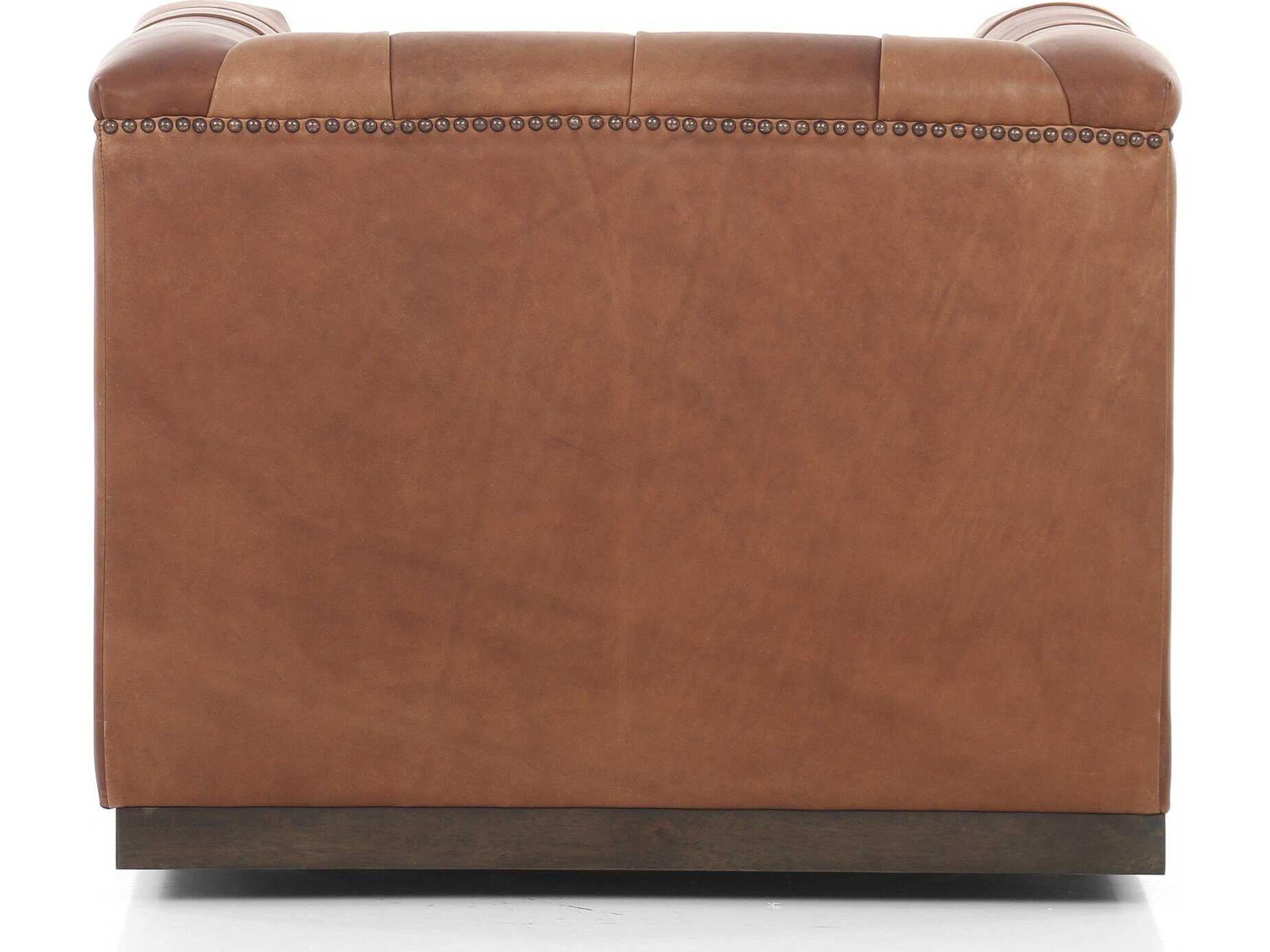 Luxecor Globetrotter Maxx Swivel Brown Leather Accent Chair