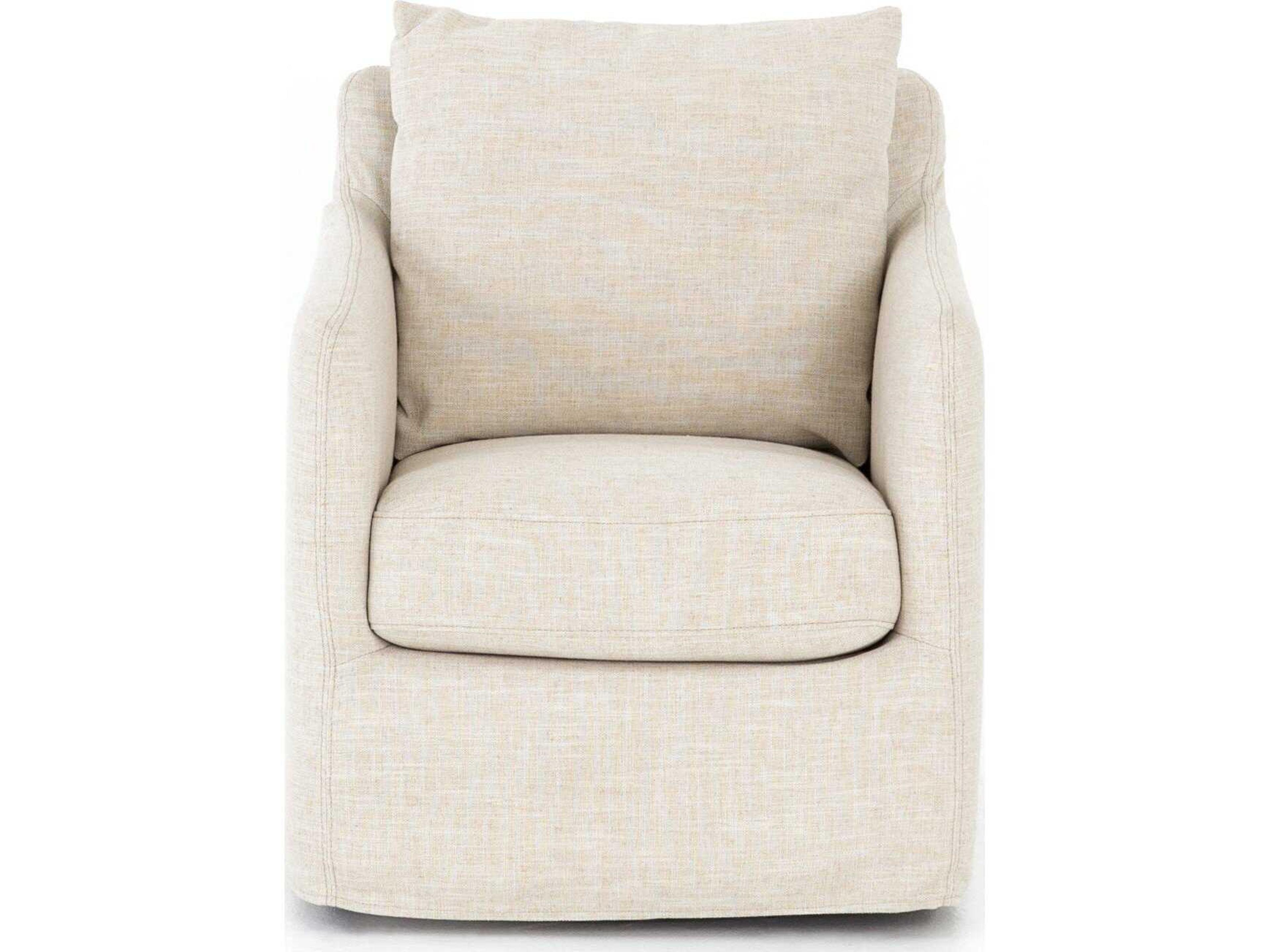 Four Hands Easton Banks Swivel Cream Fabric Accent Chair