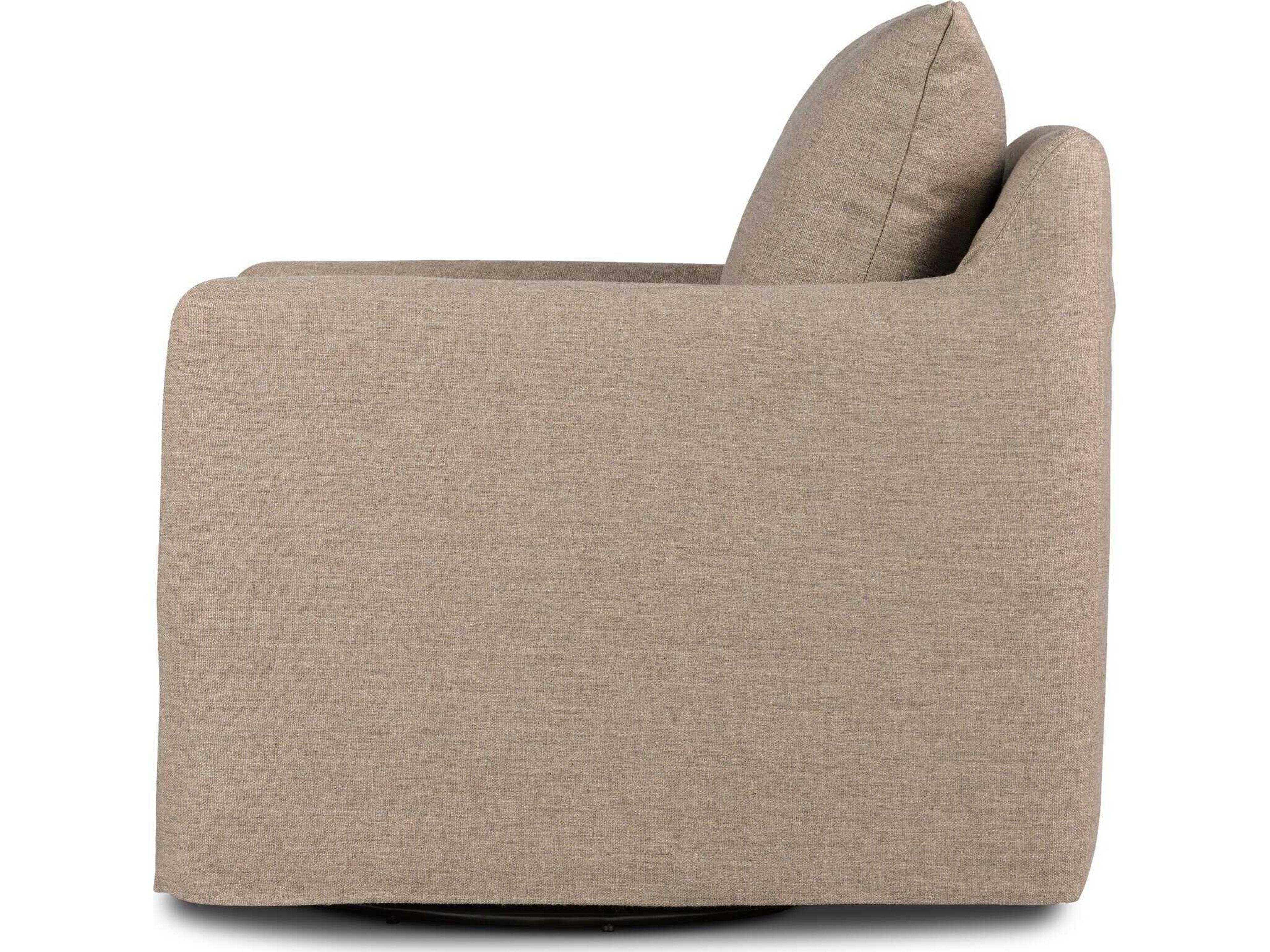 Four Hands Easton Banks Slipcover Alcala Taupe  Slipcover Swivel Chair