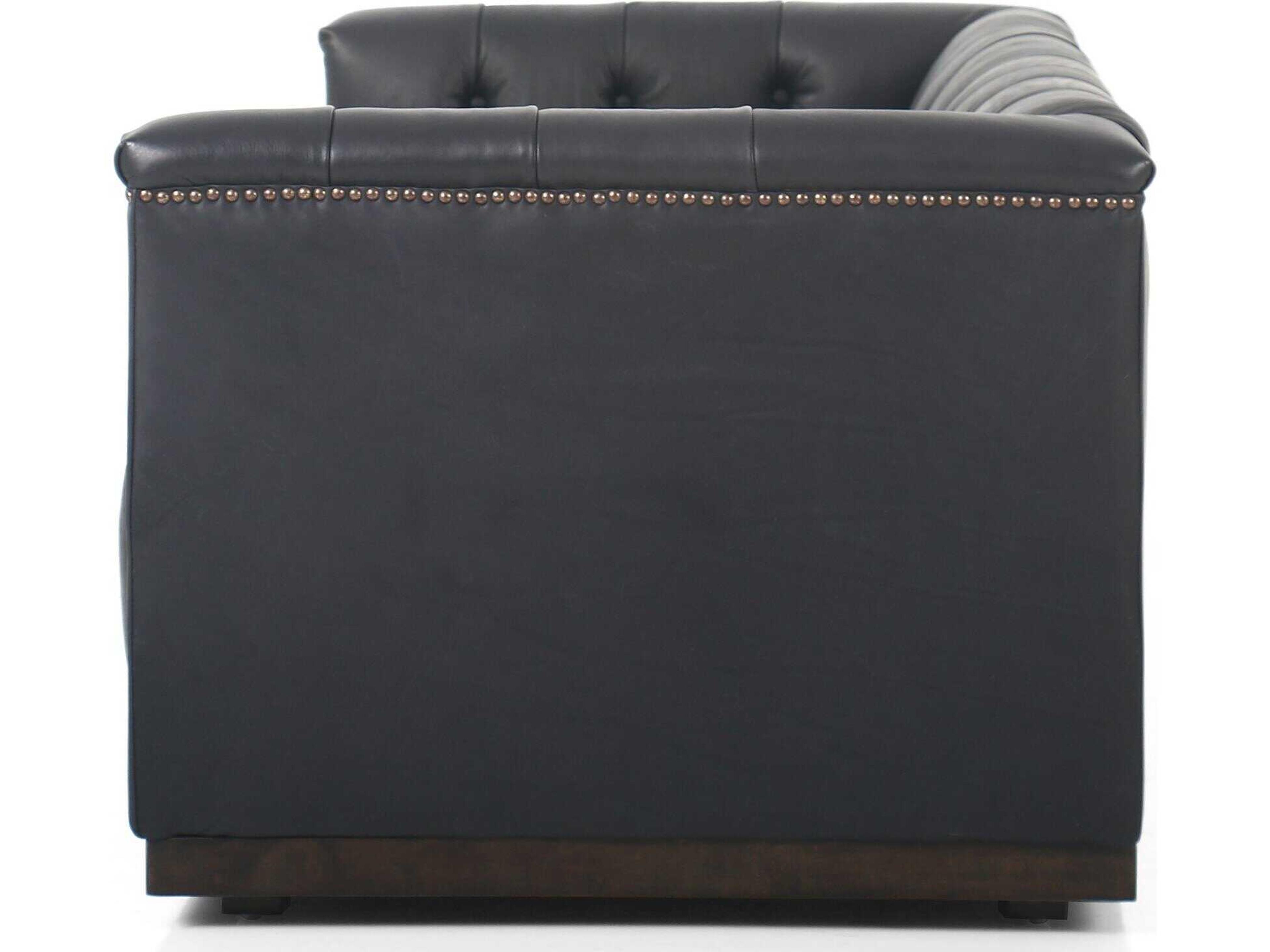 Four Hands Kensington Maxx Black Leather Sofa