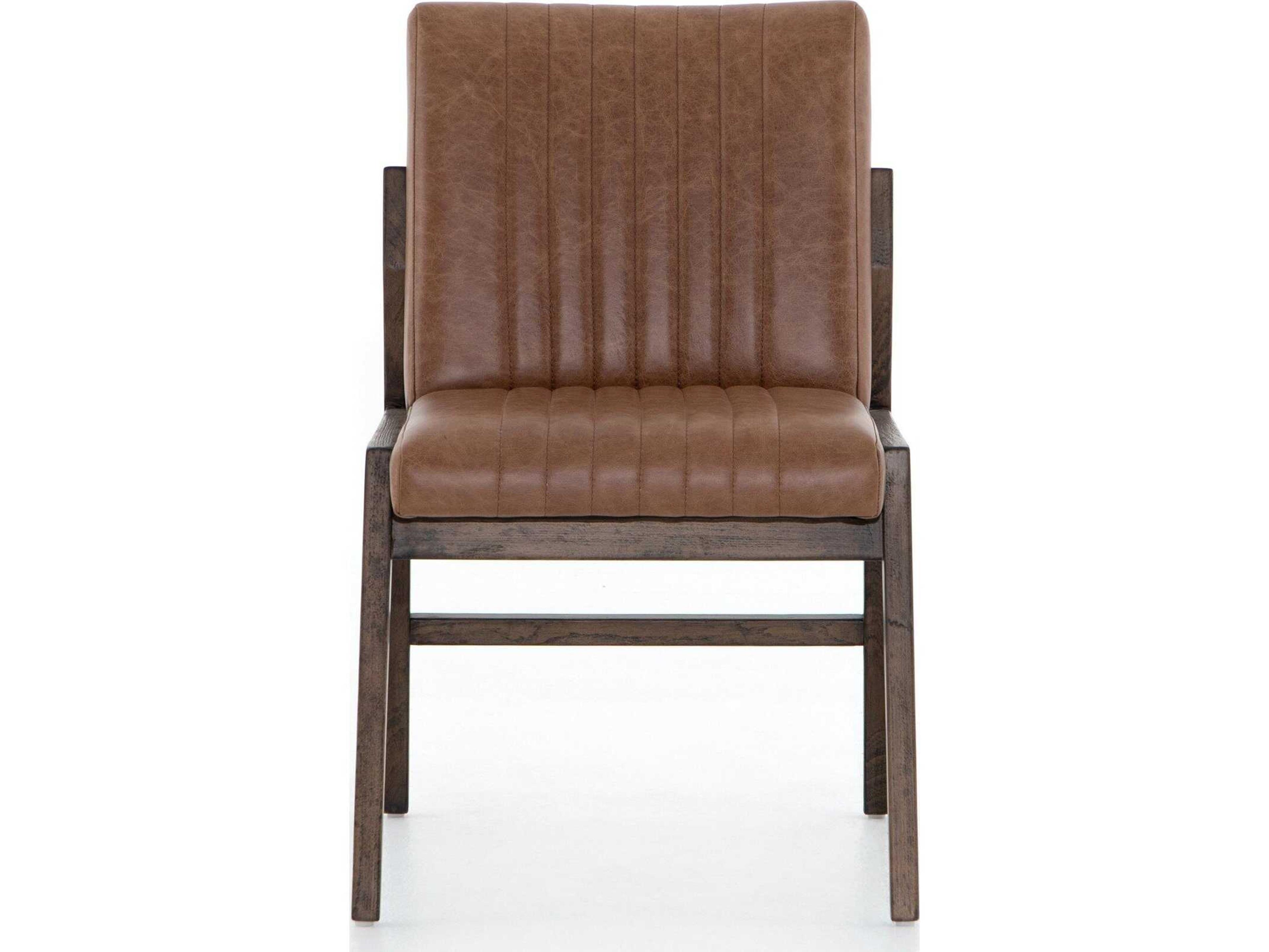 Four Hands Westgate Alice Leather Beech Wood Brown Upholstered Side Dining Chair