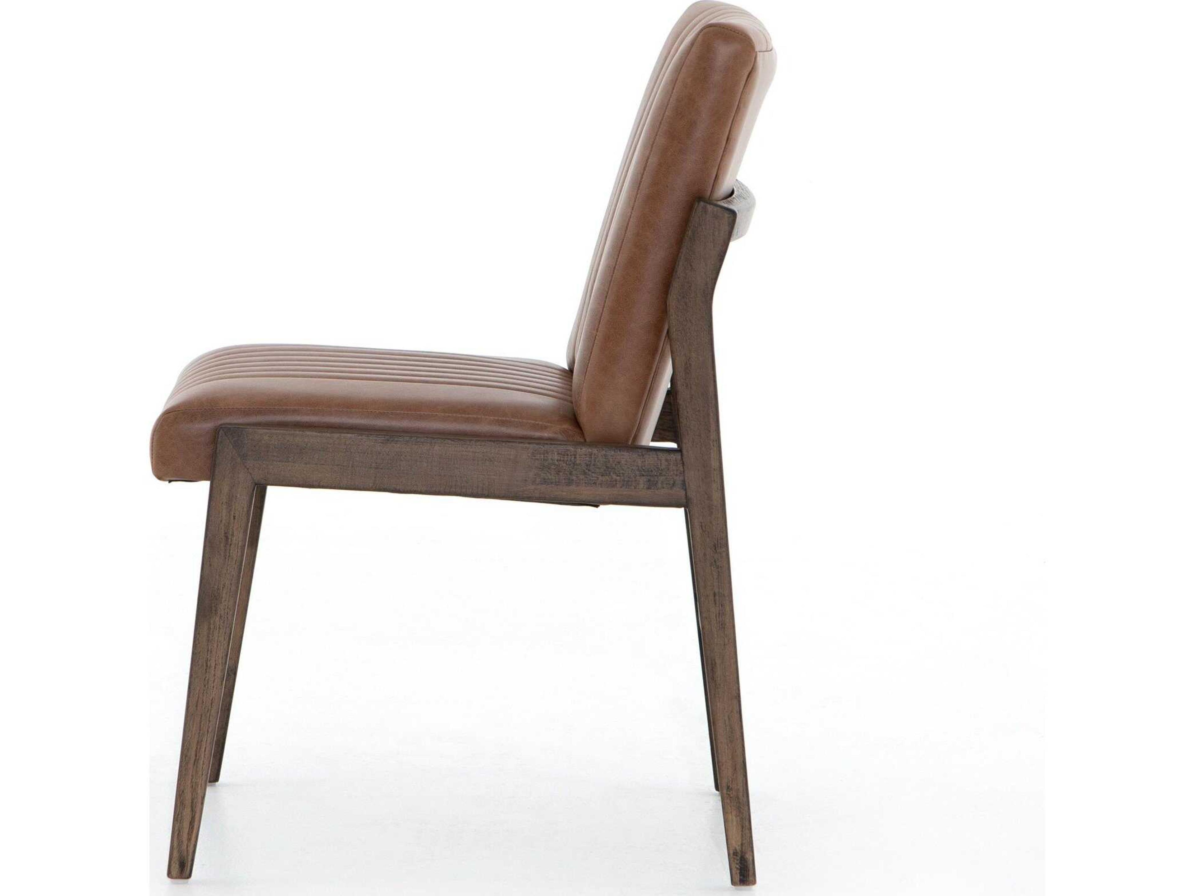 Four Hands Westgate Alice Leather Beech Wood Brown Upholstered Side Dining Chair