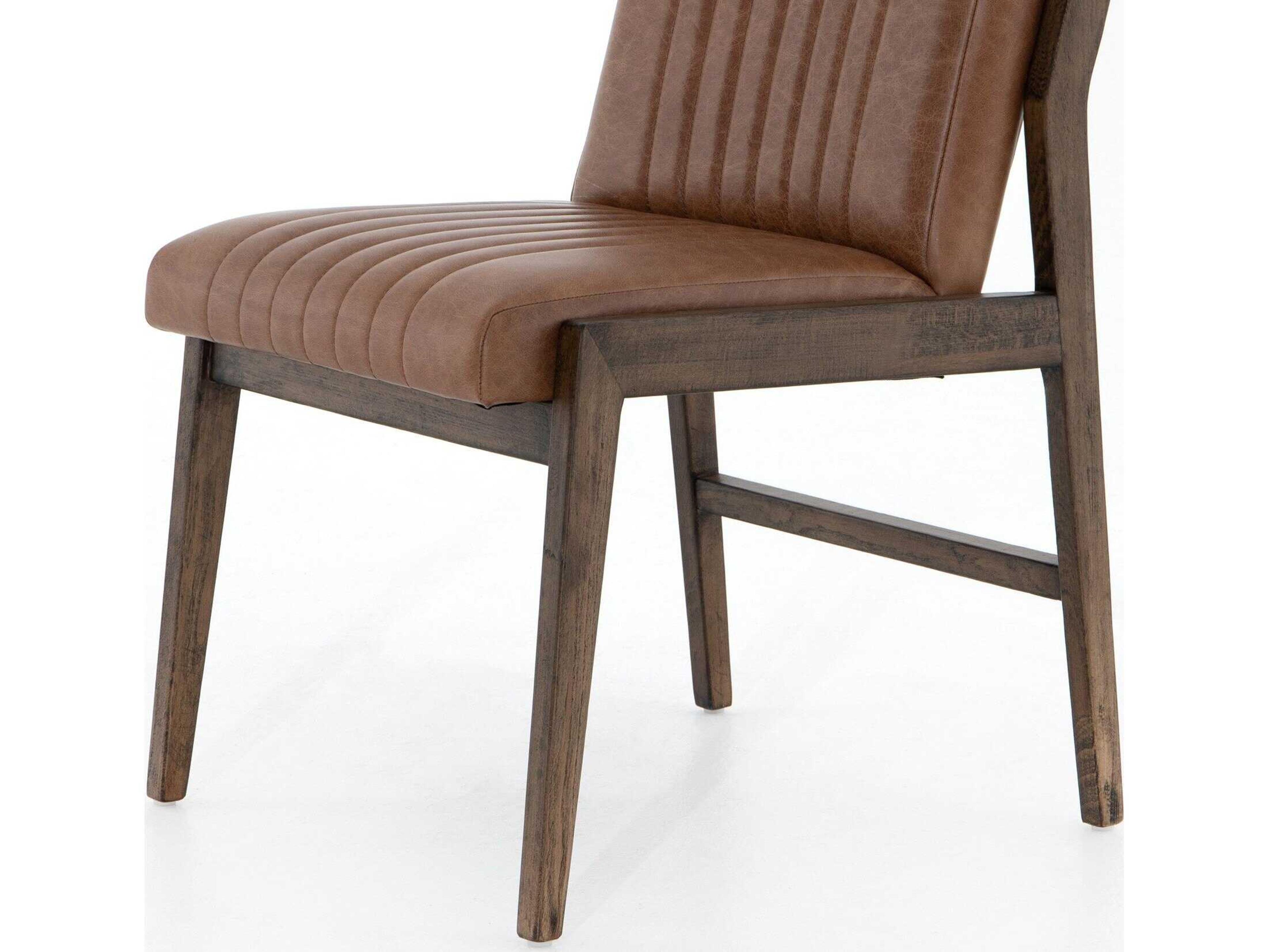 Luxecor Globetrotter Alice Leather Beech Wood Brown Upholstered Side Dining Chair