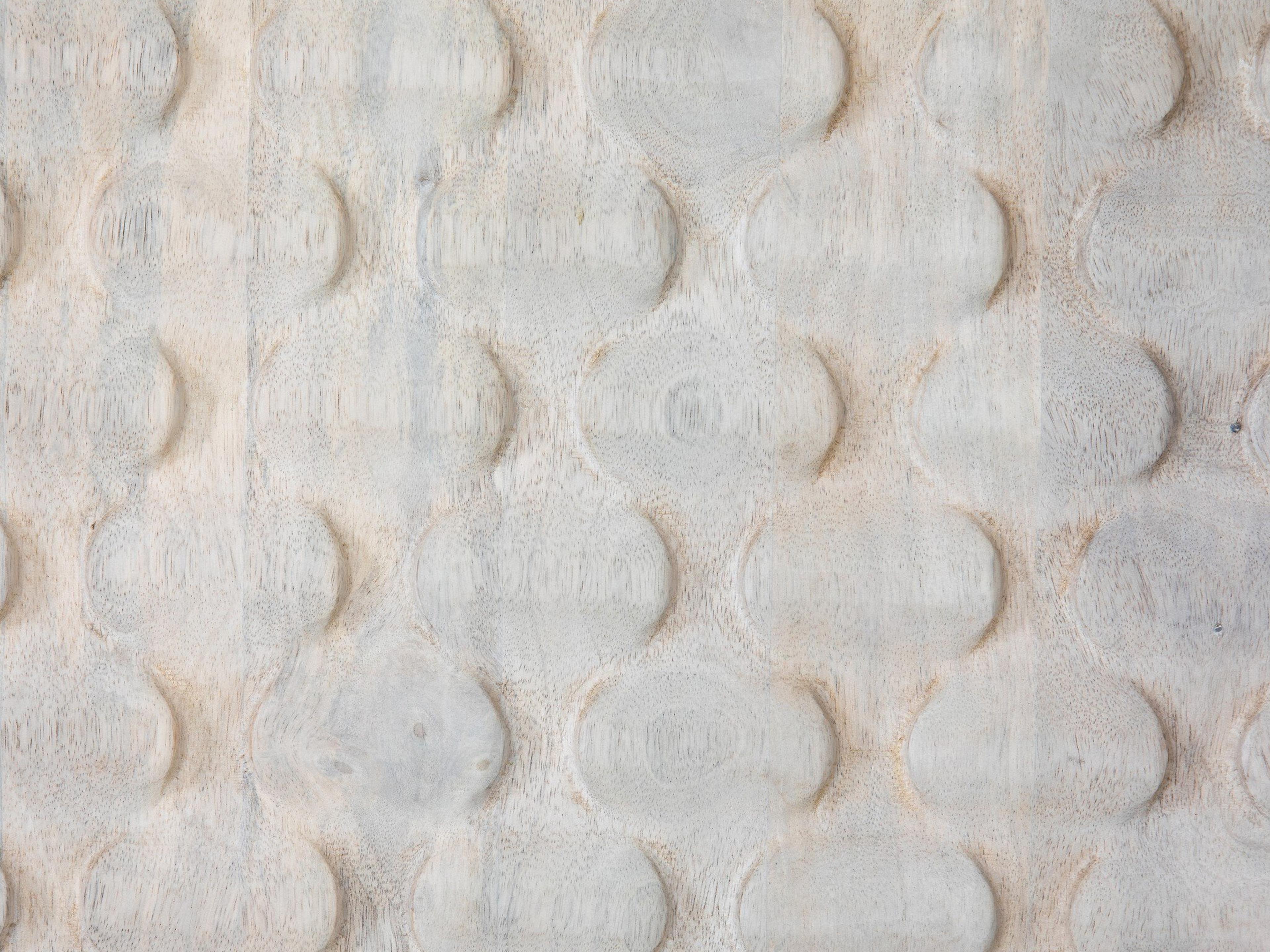 Four Hands Aiden Rio 82" Mango Wood Round Cut White Wash Antique Brass Media Console