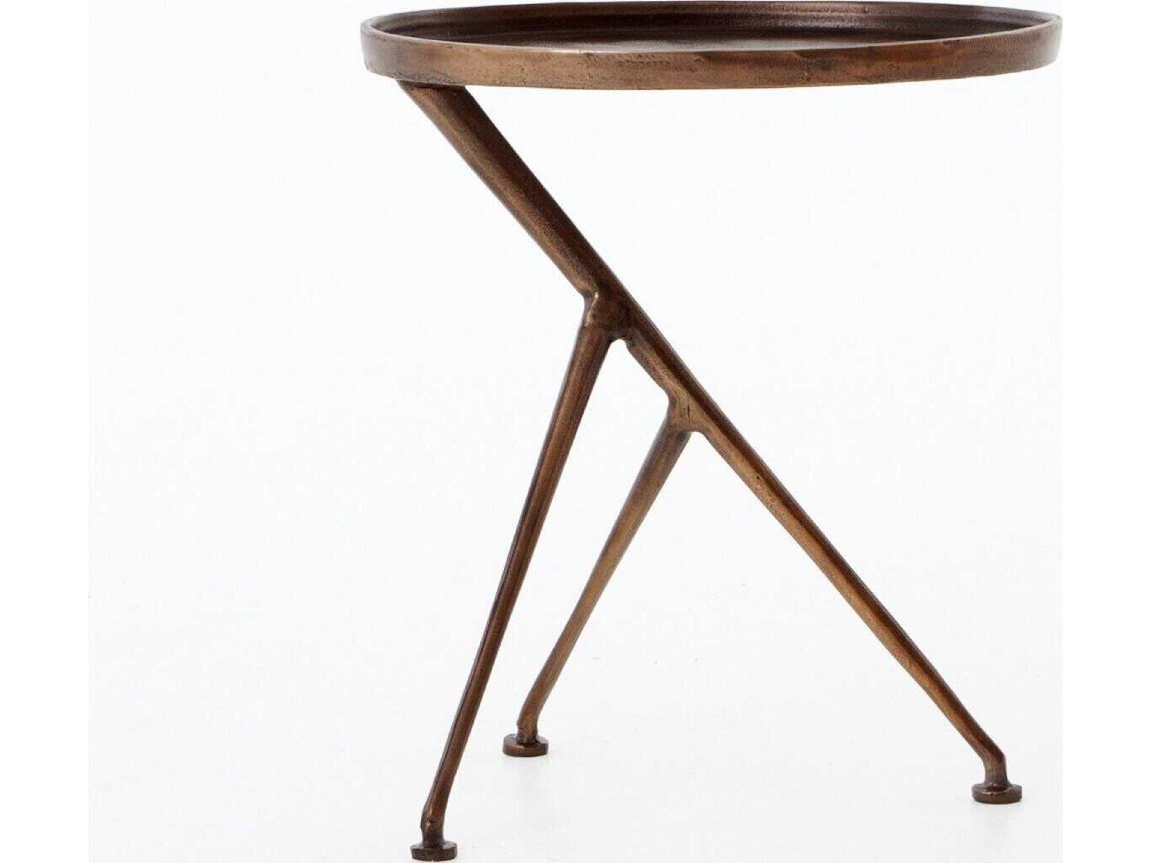 Four Hands Marlow Schmidt Round Metal Antique Rust End Table