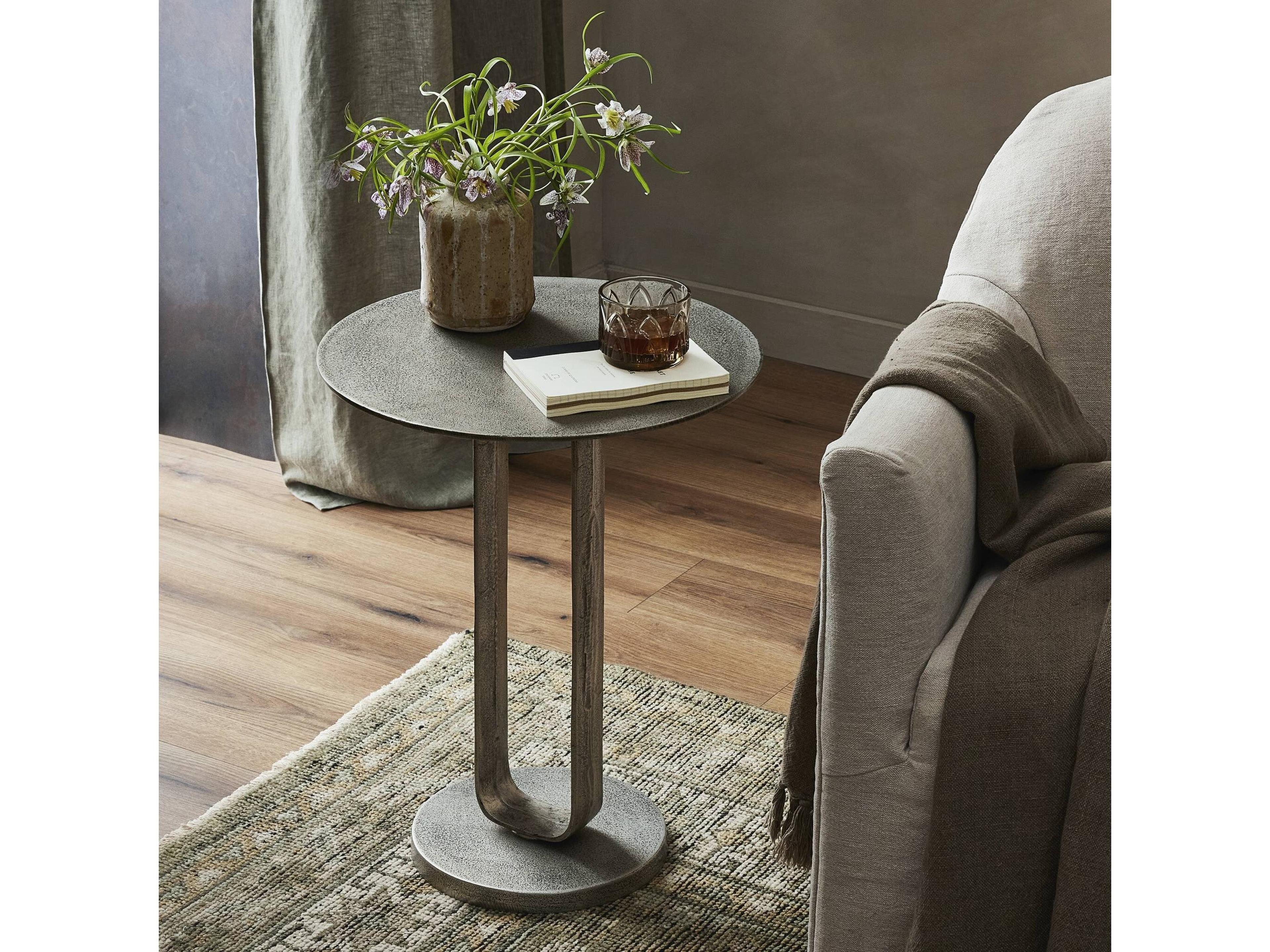 Luxecor Globetrotter Douglas Raw Antique Nickel Round End Table