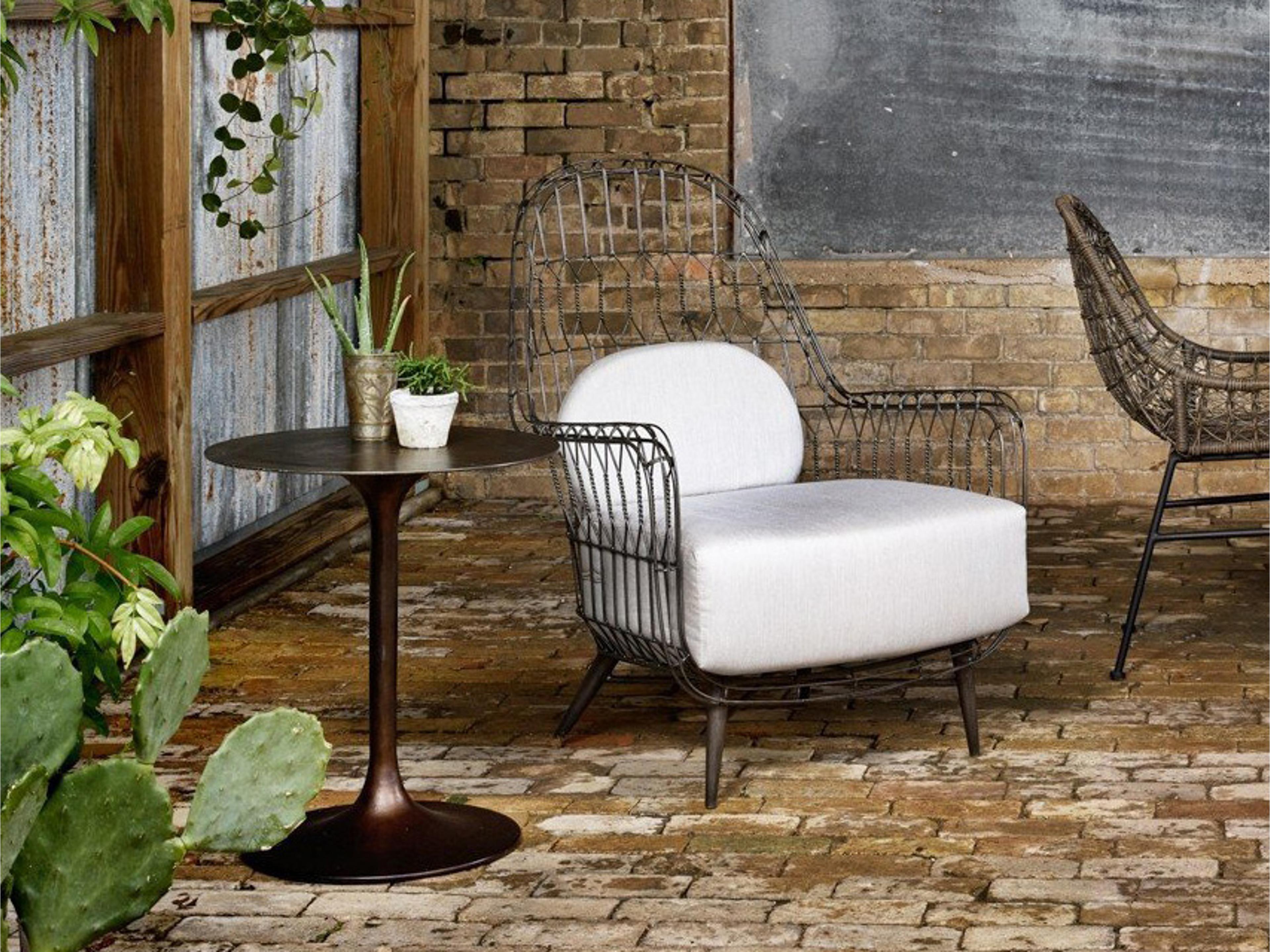 Four Hands Marlow Tulip Round Metal Antique Rust End Table