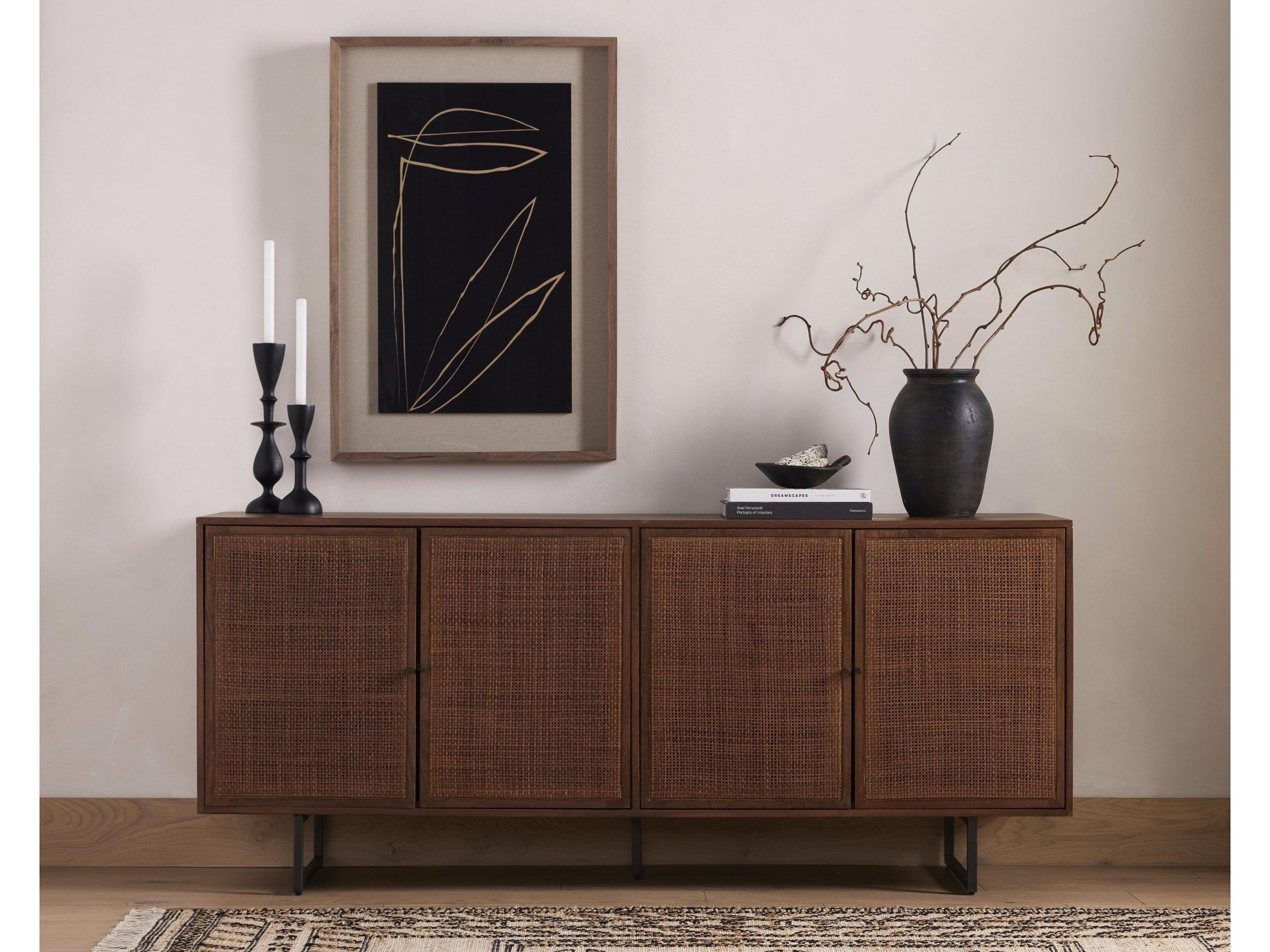 Four Hands Prescott Carmel 72" Mango Wood Brown Wash Cane Sideboard