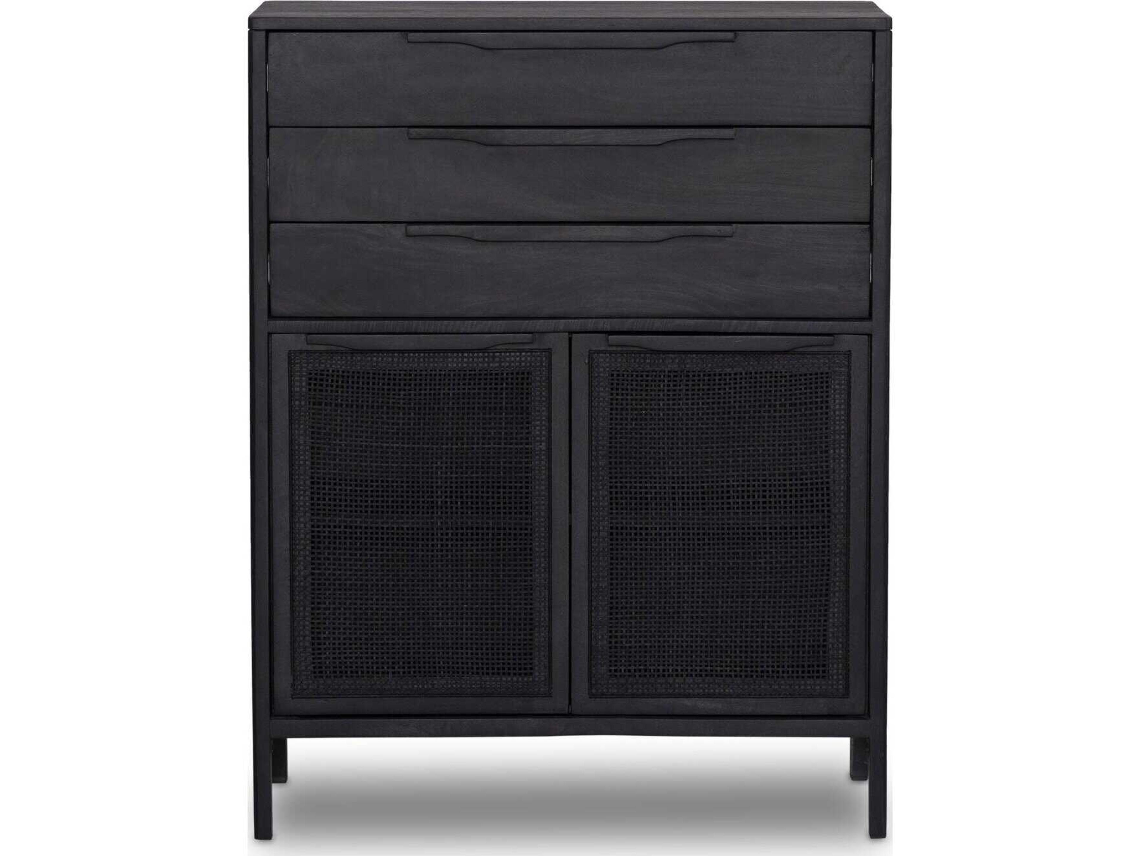 Four Hands Prescott Sydney Black Wash Mango Wood Tall Dresser