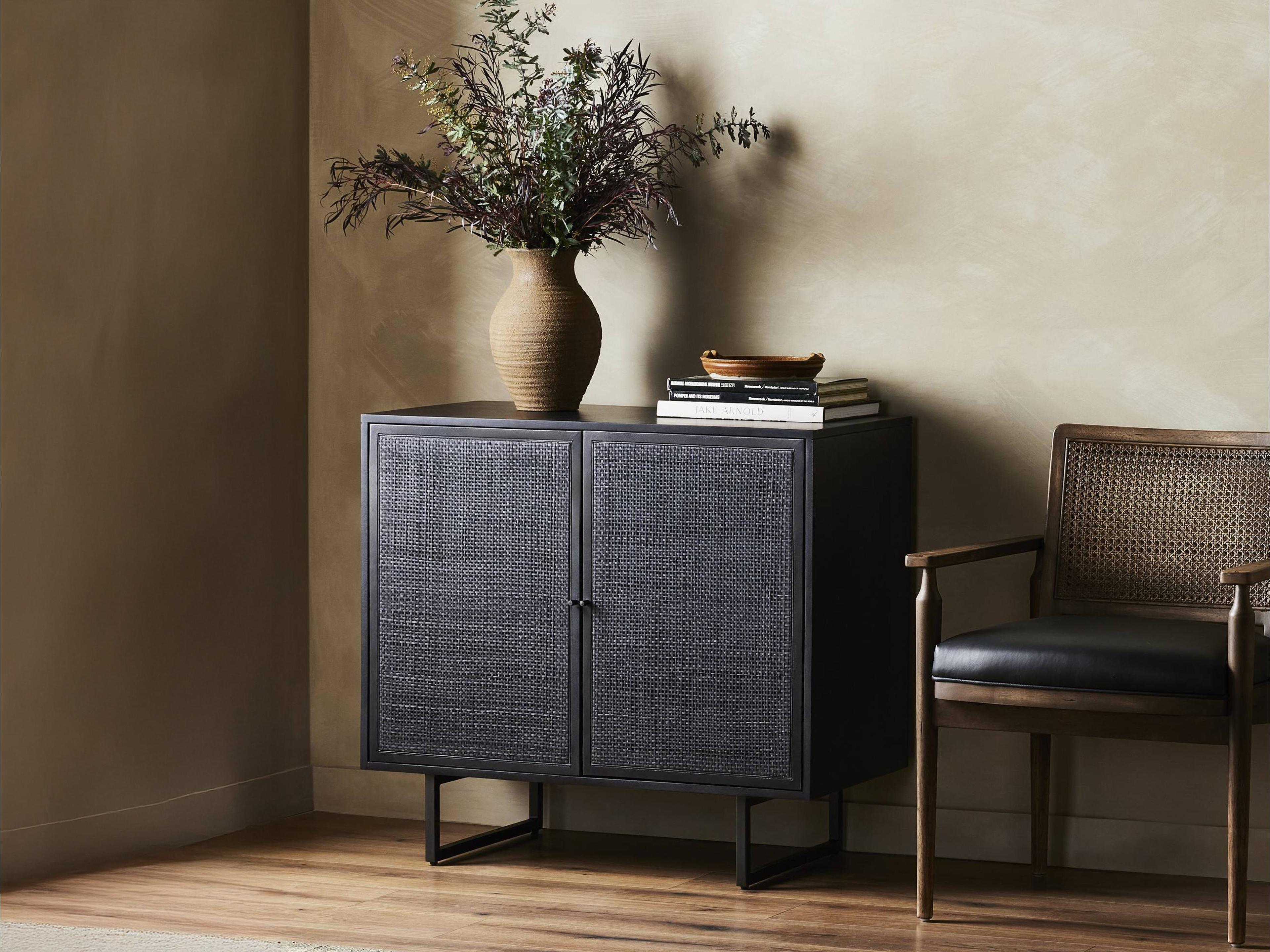 Four Hands Prescott Carmel Black Wash Mango Wood Small Cabinet